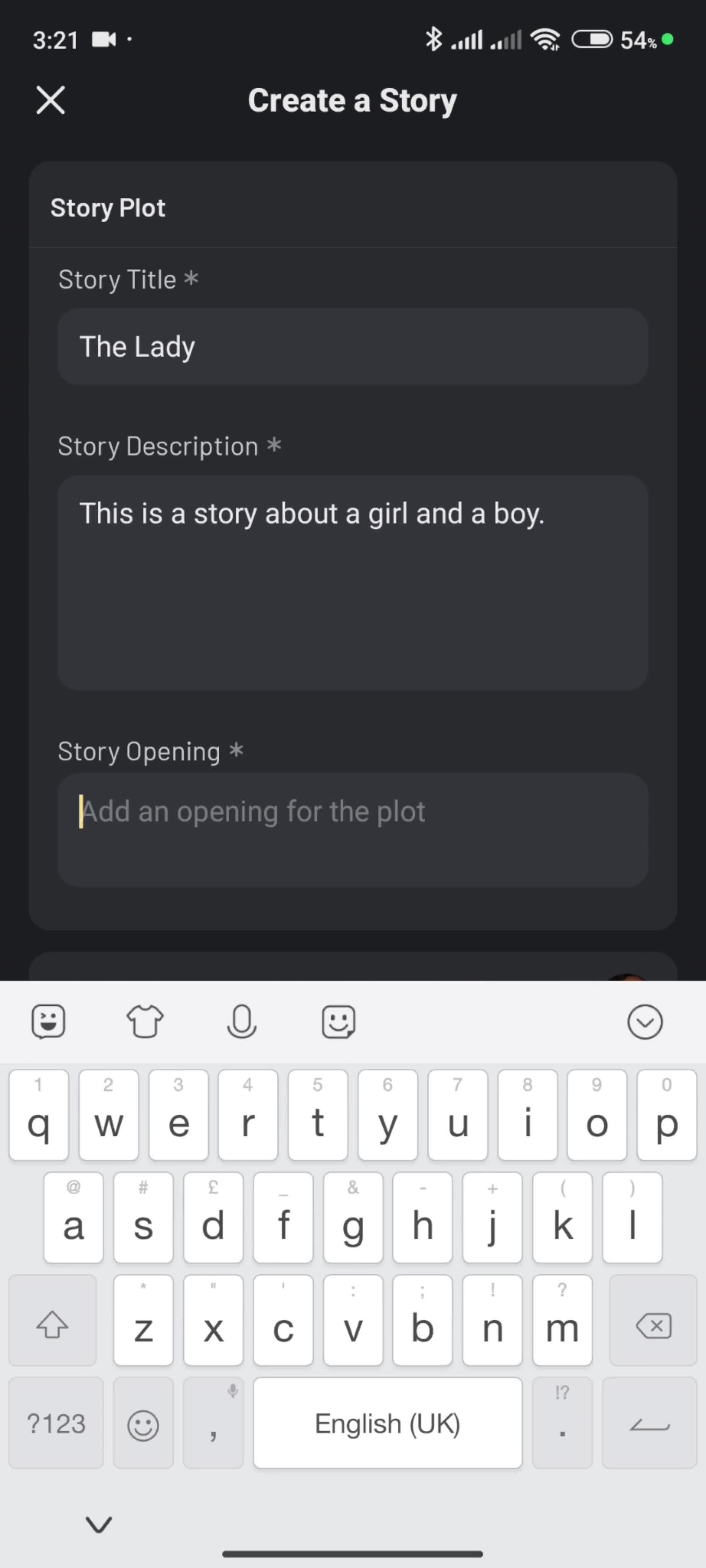 Creating a story screenshot