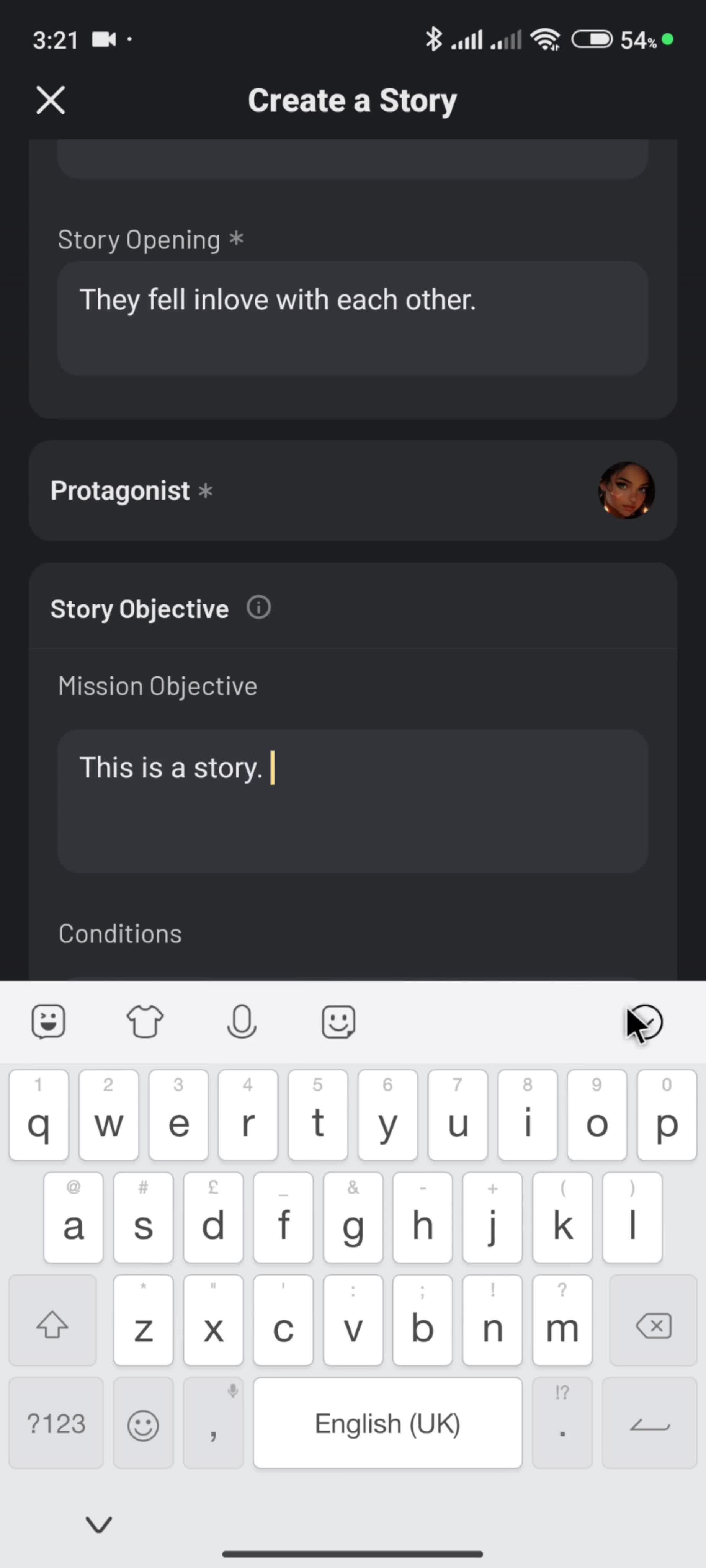 Creating a story screenshot