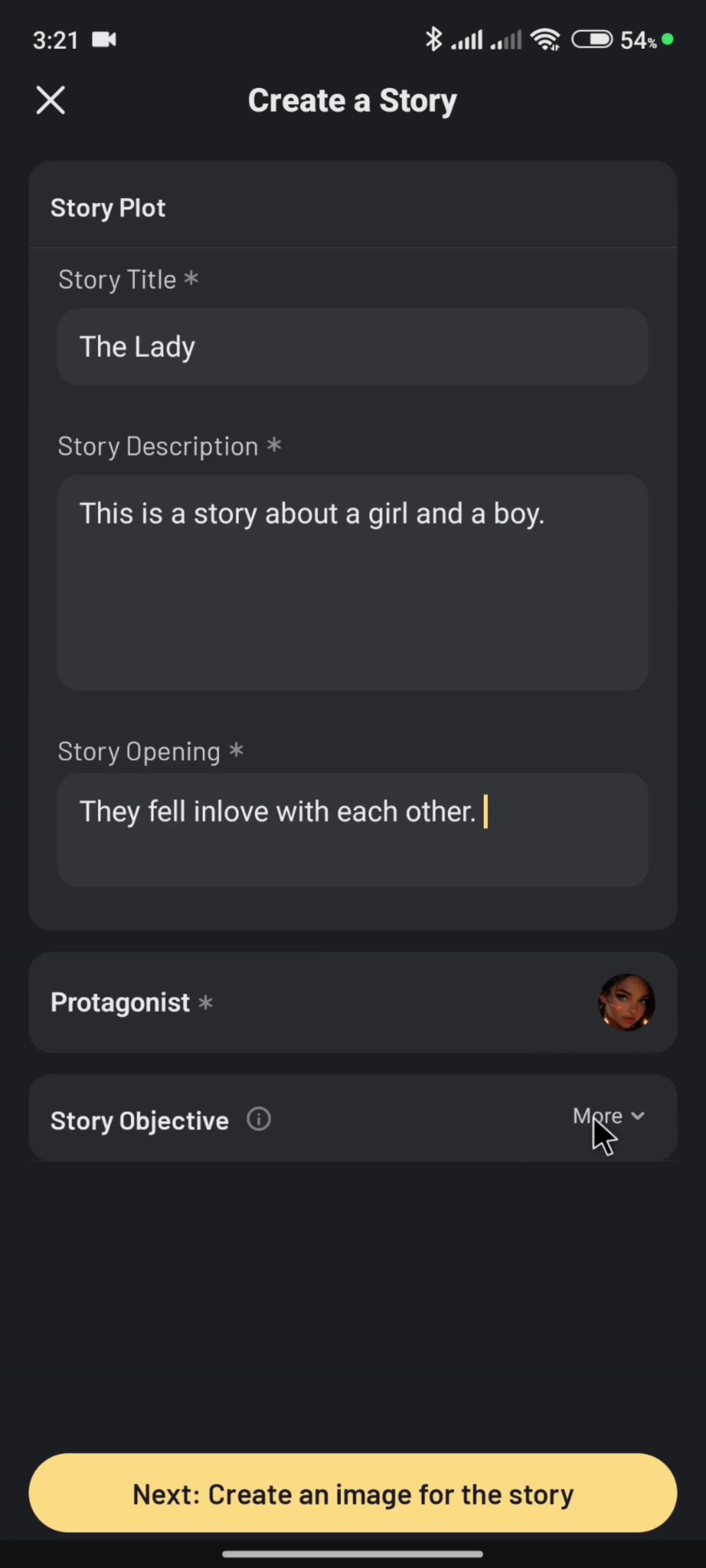 Creating a story screenshot