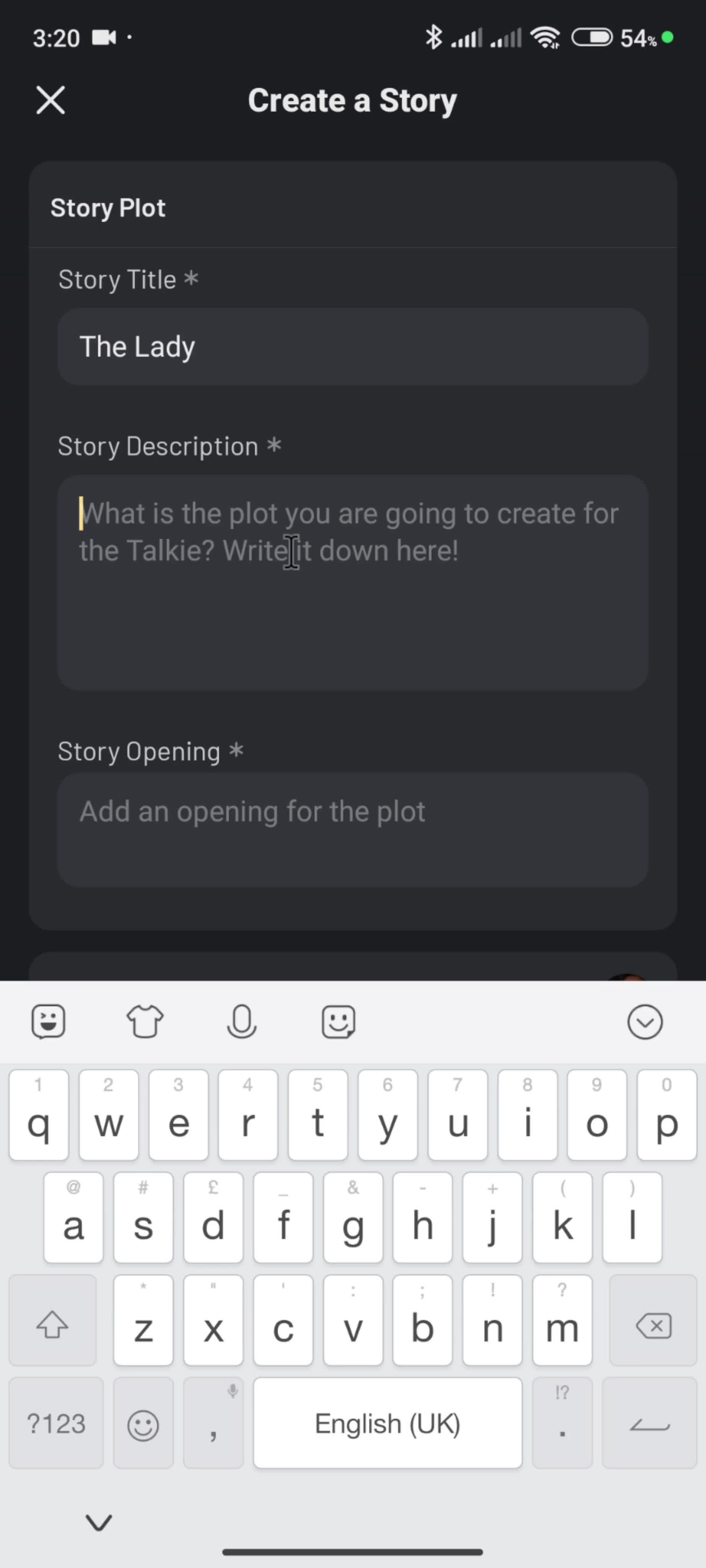 Creating a story screenshot