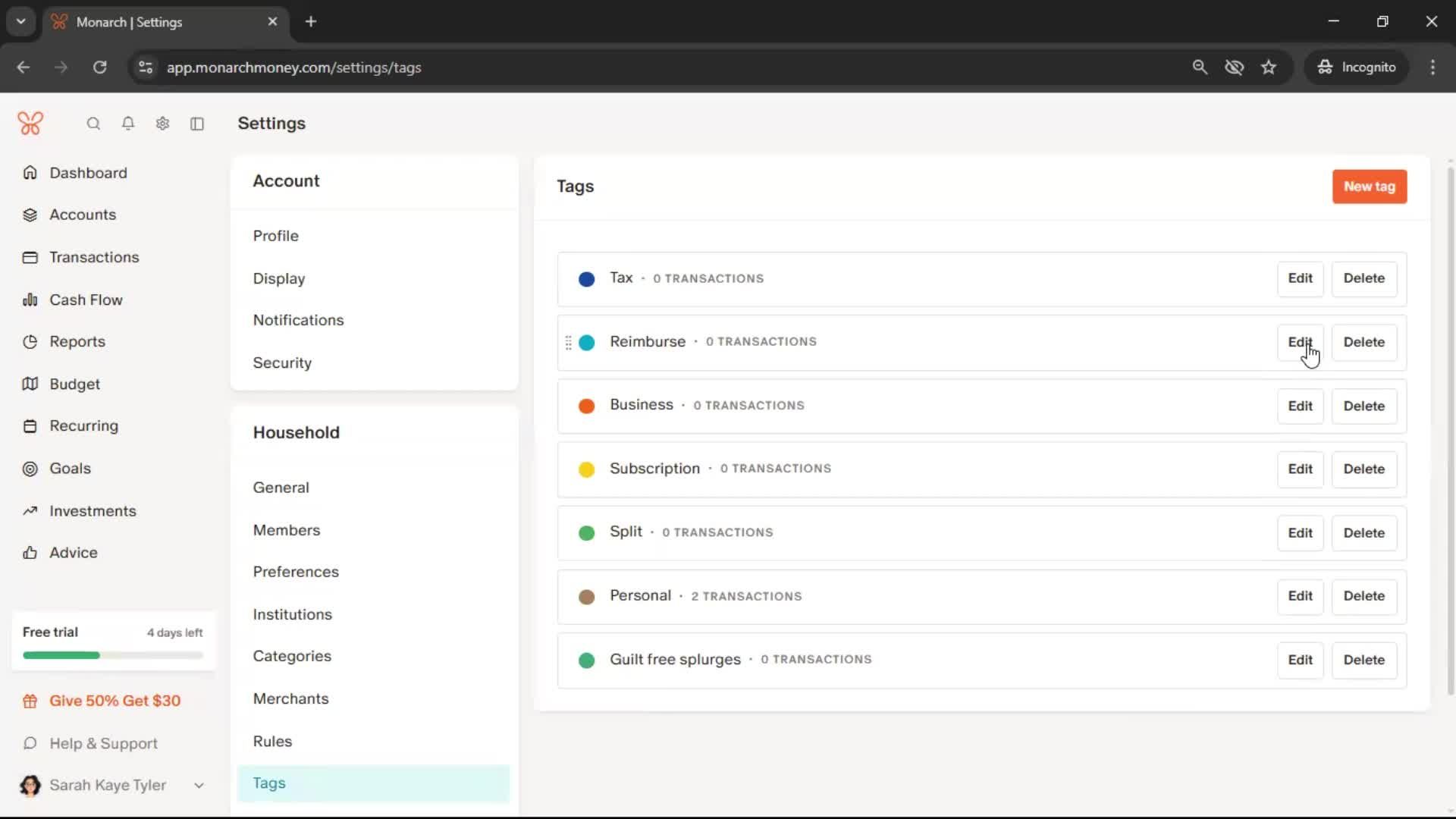 Adding tags screenshot