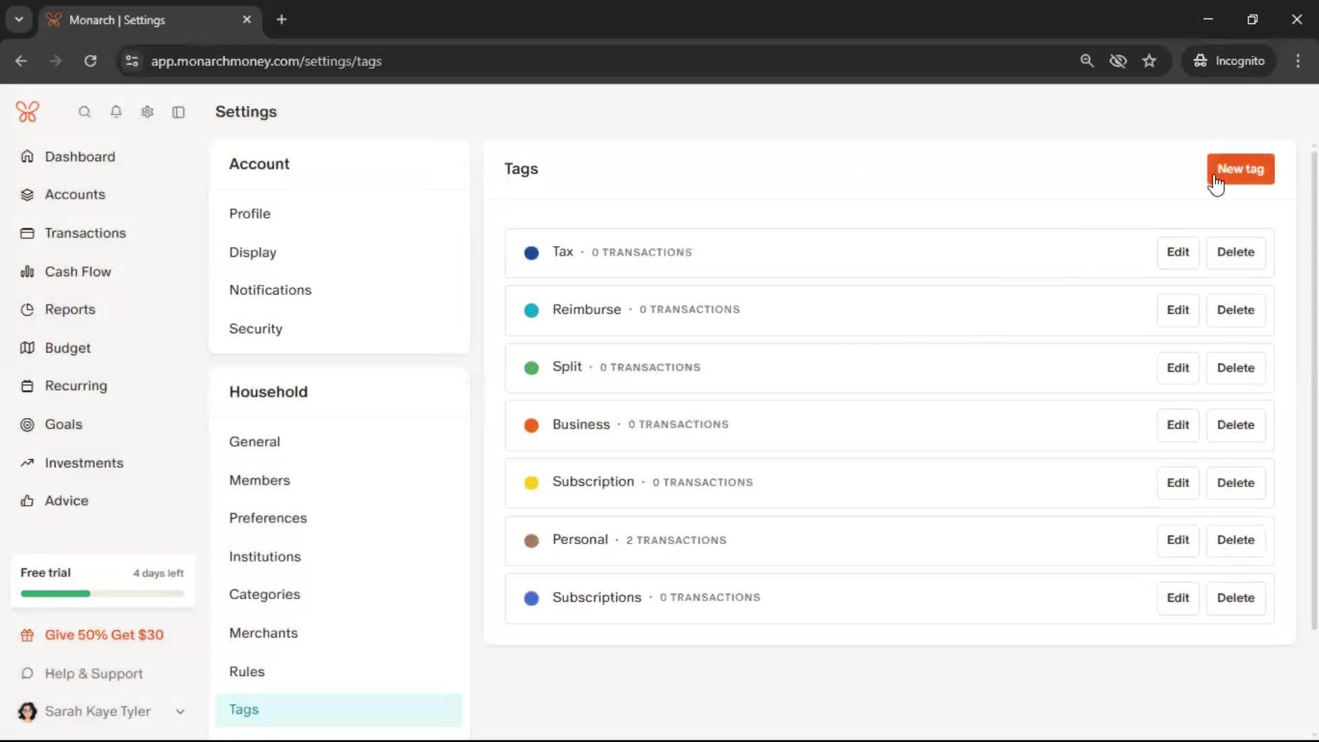 Adding tags screenshot