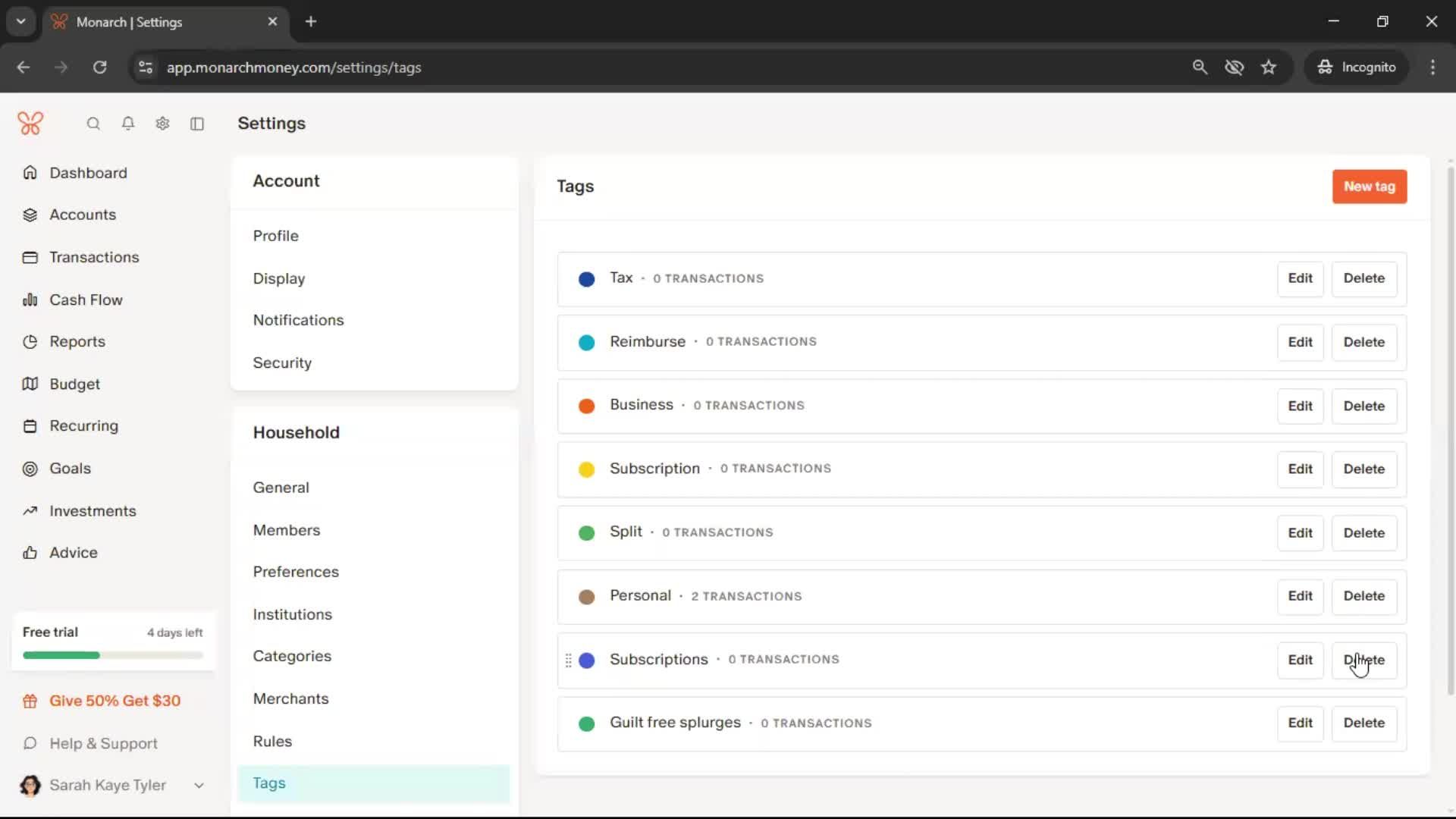 Adding tags screenshot