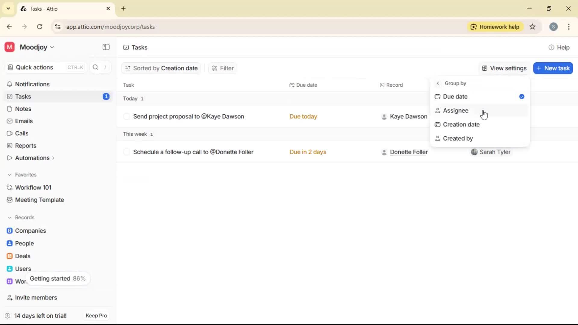 Creating a task screenshot