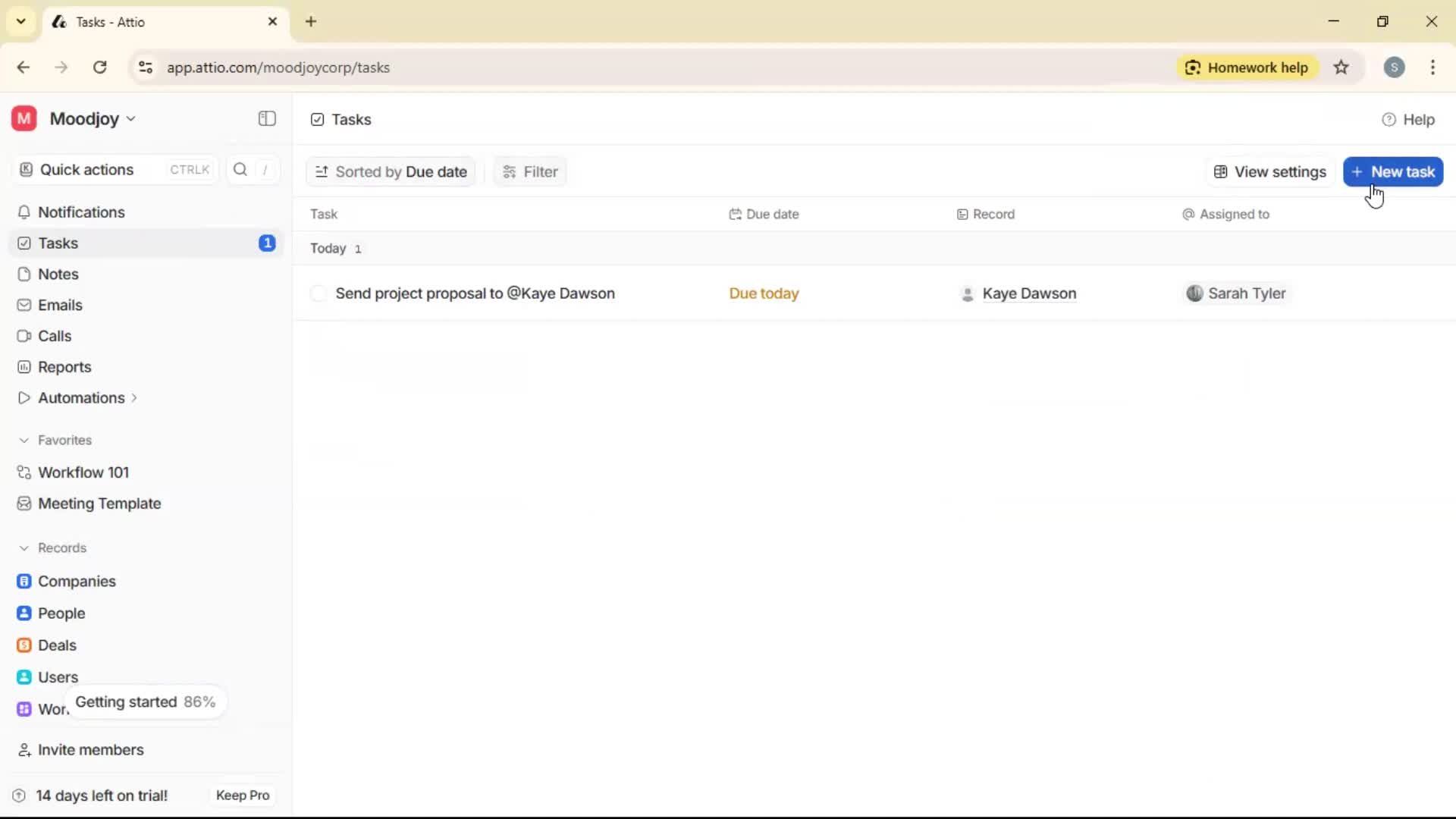 Creating a task screenshot