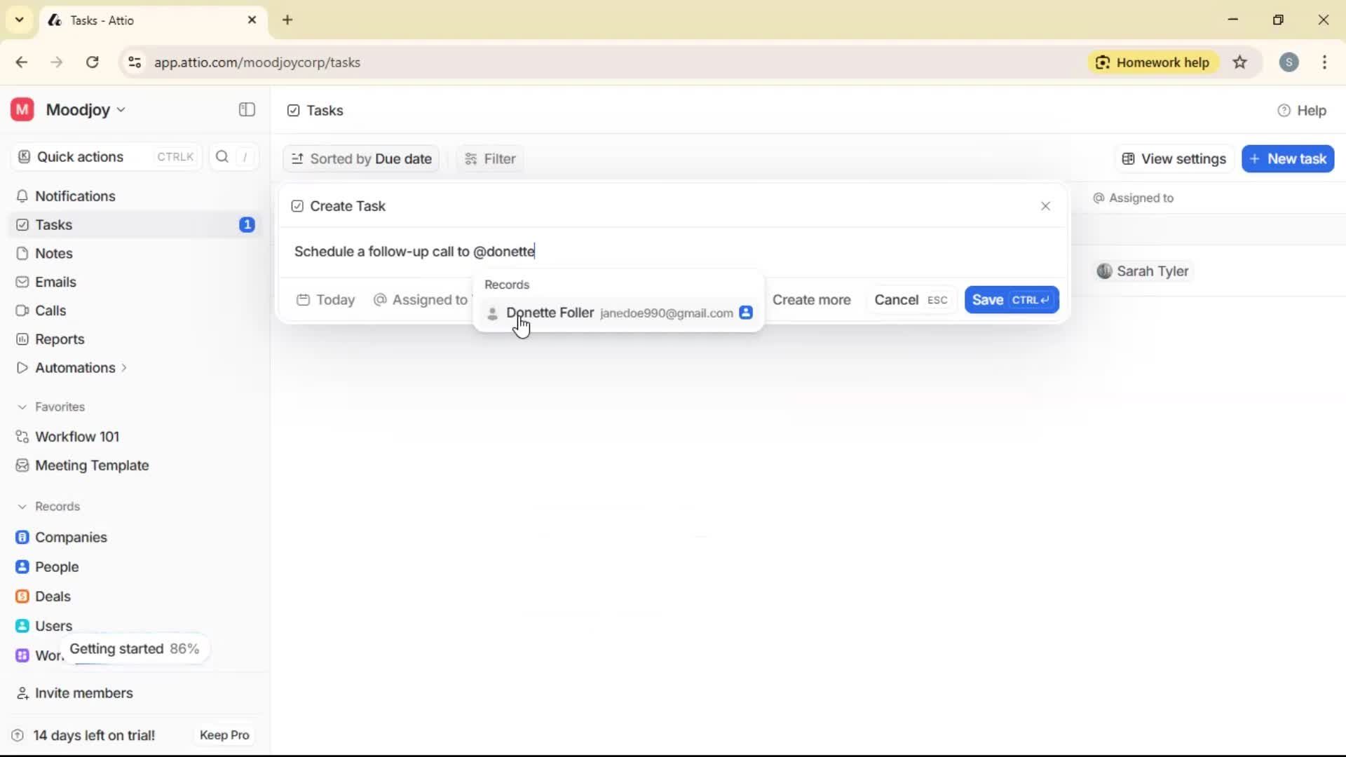 Creating a task screenshot