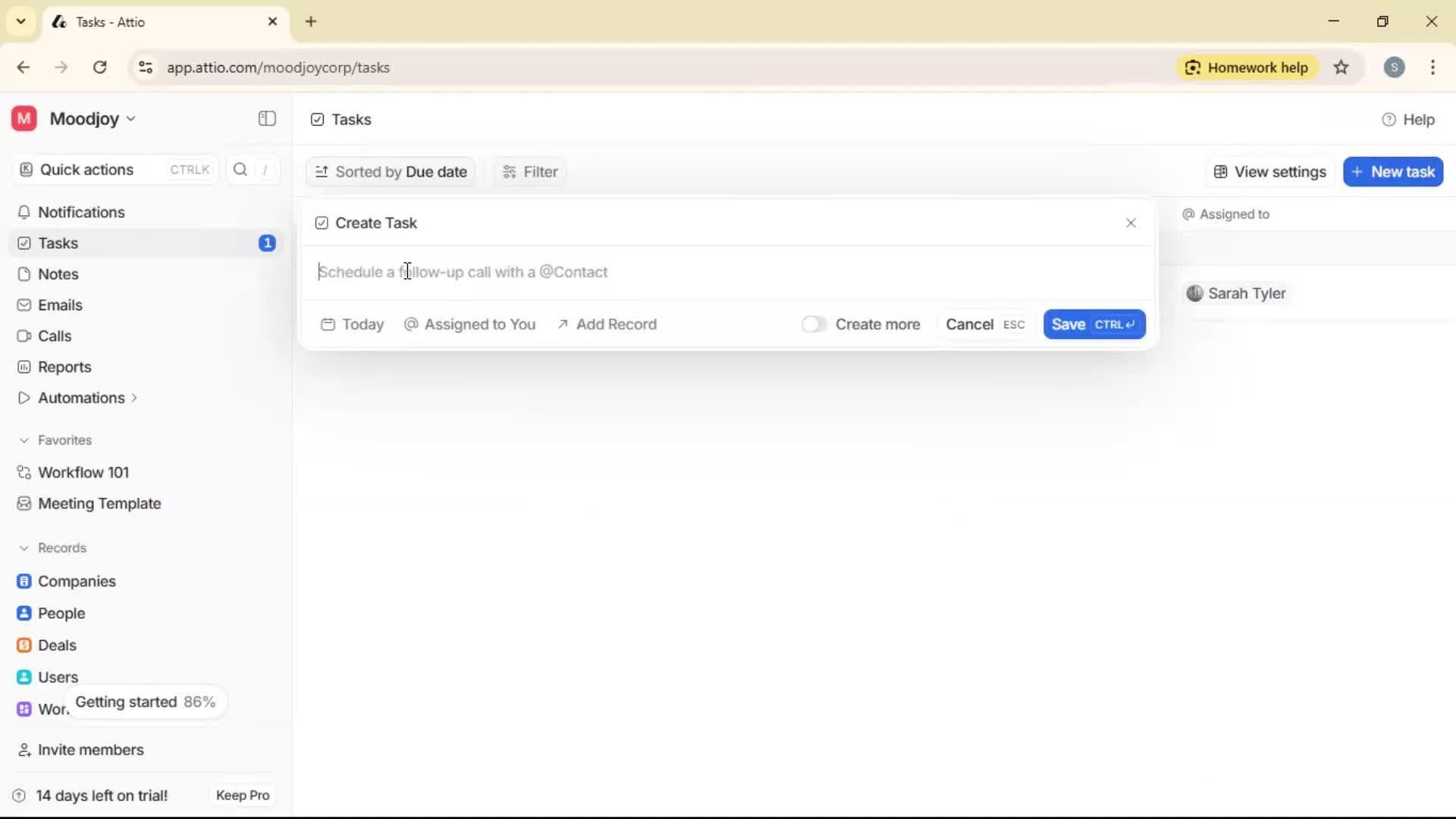 Creating a task screenshot
