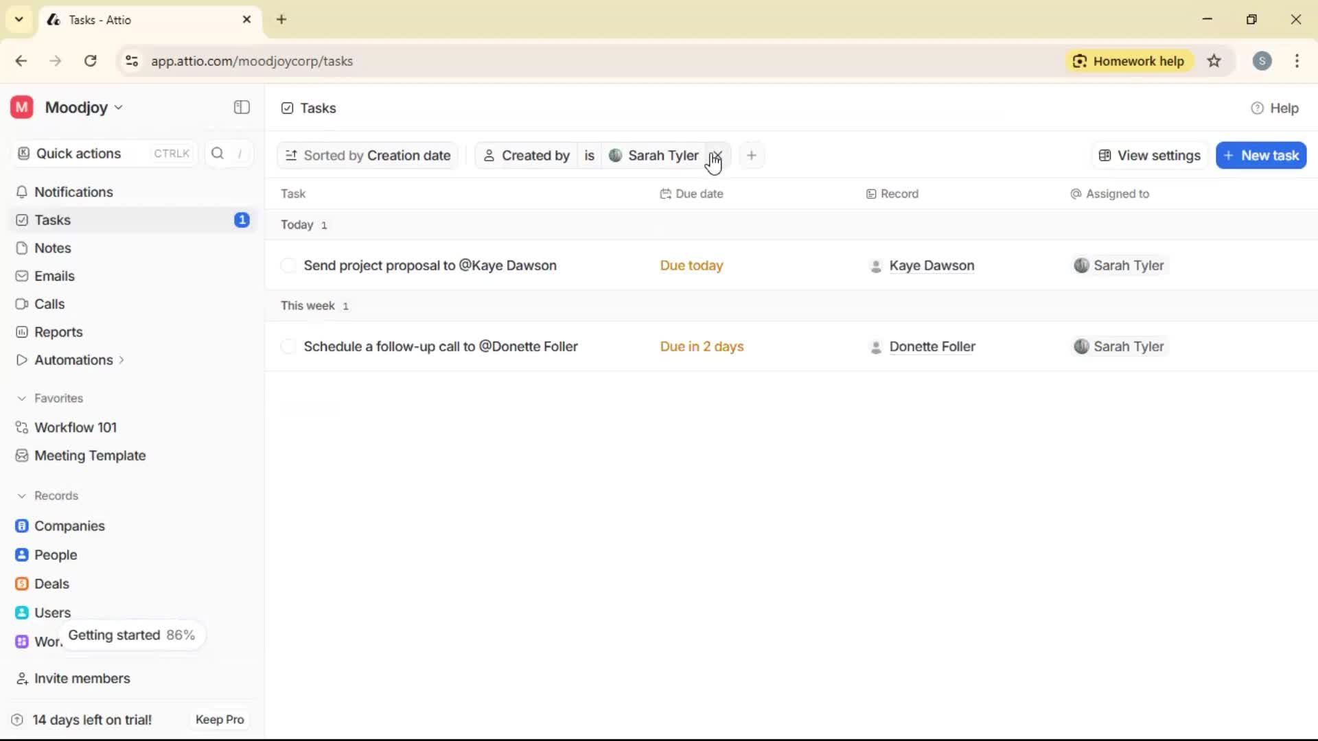 Creating a task screenshot
