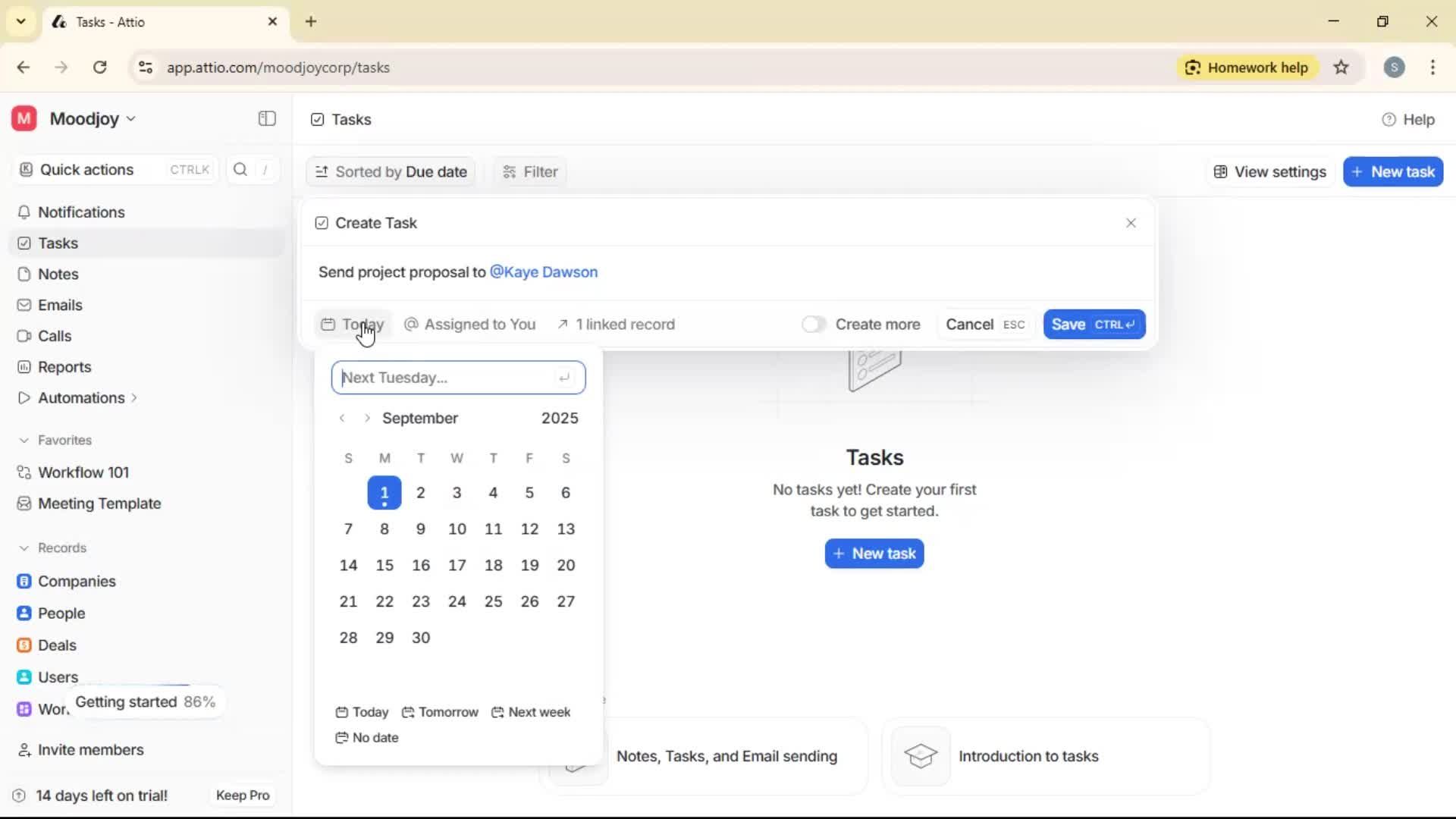 Creating a task screenshot