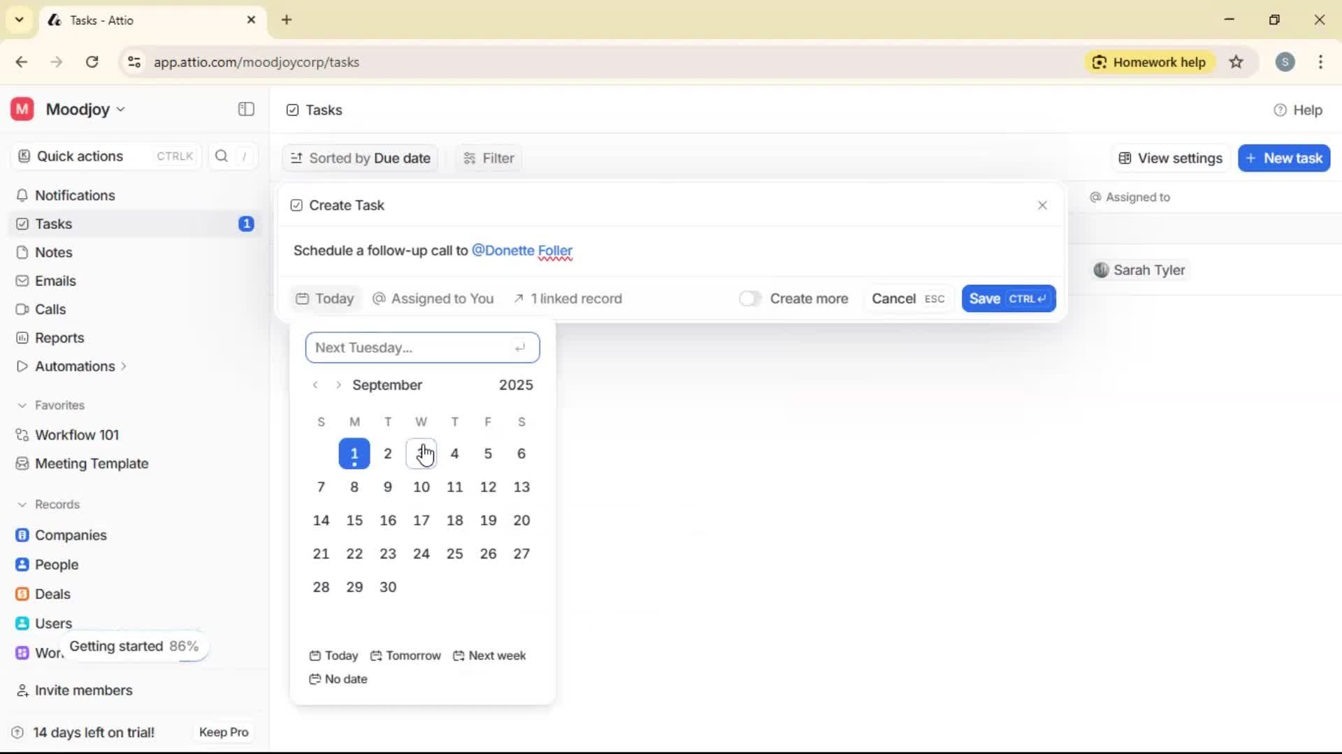 Creating a task screenshot