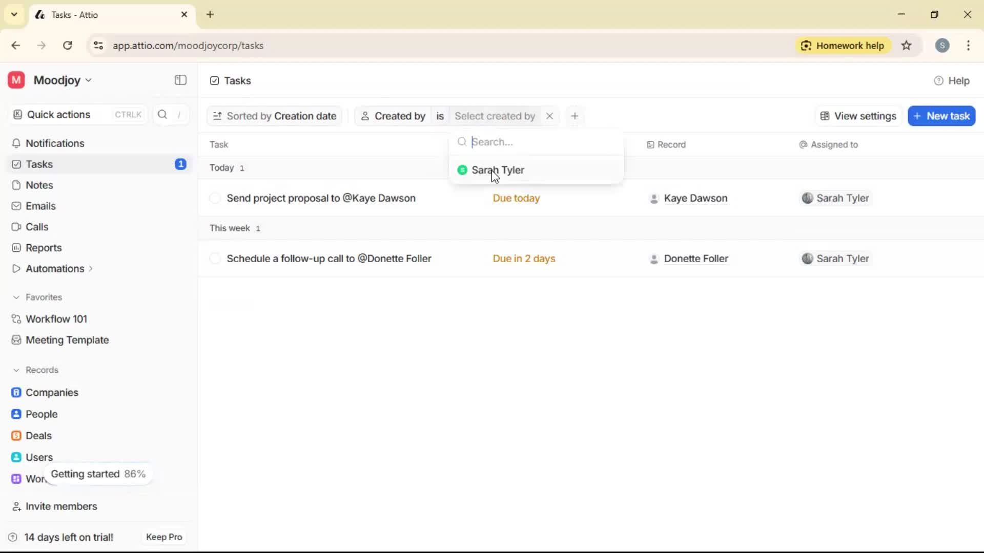 Creating a task screenshot