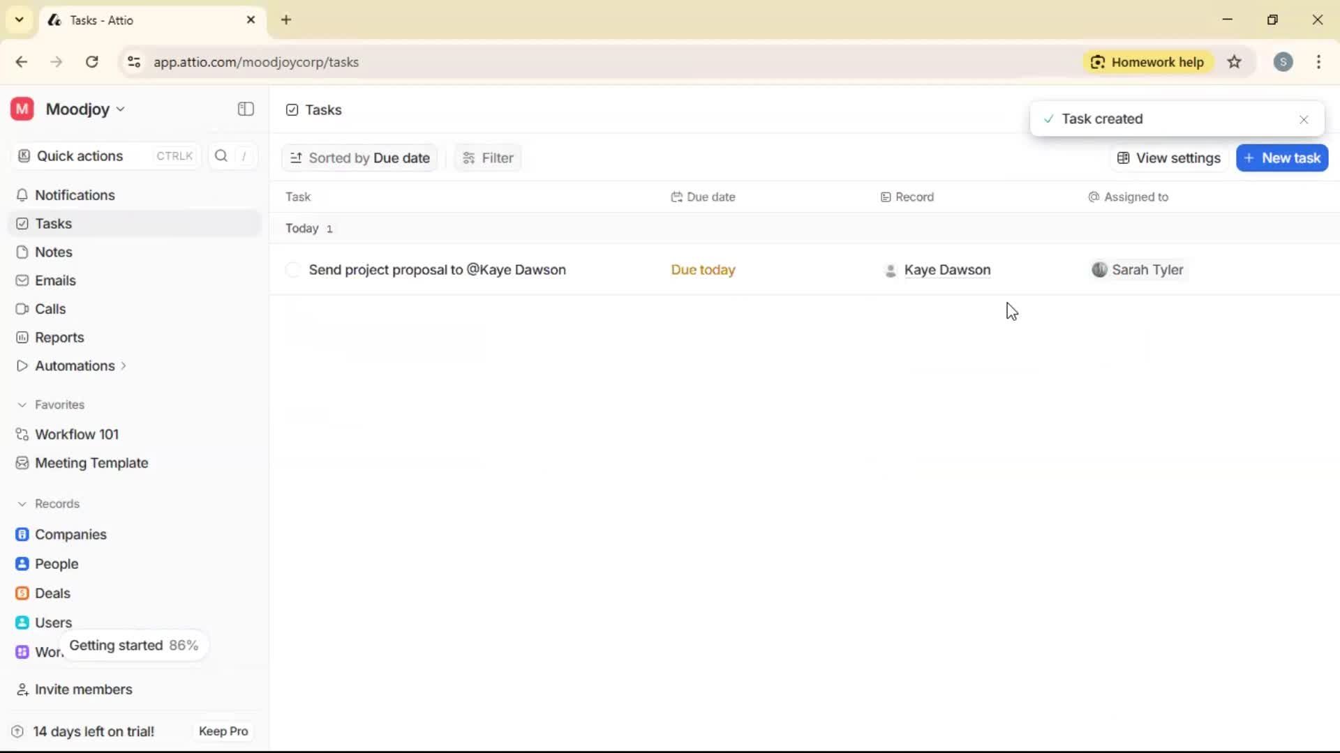 Creating a task screenshot