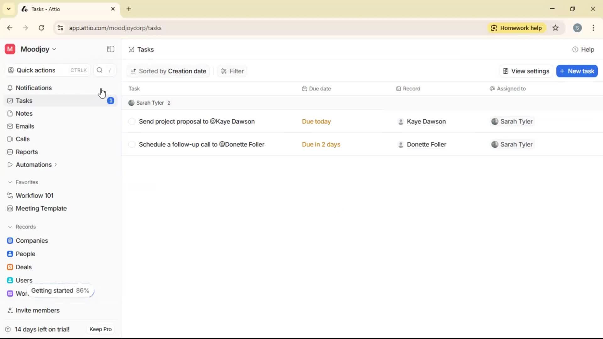 Creating a task screenshot