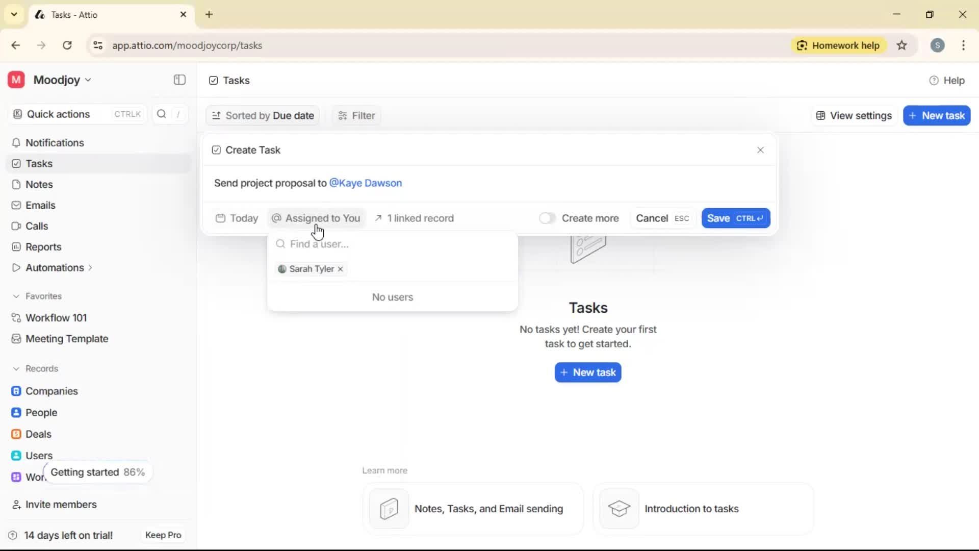 Creating a task screenshot