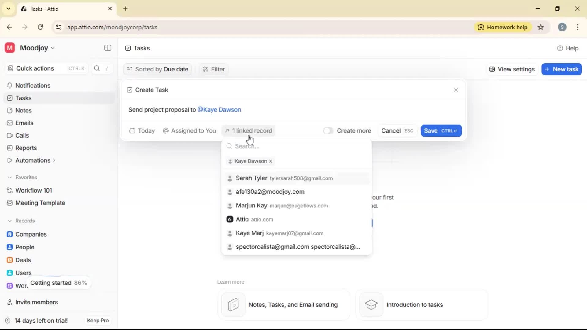 Creating a task screenshot