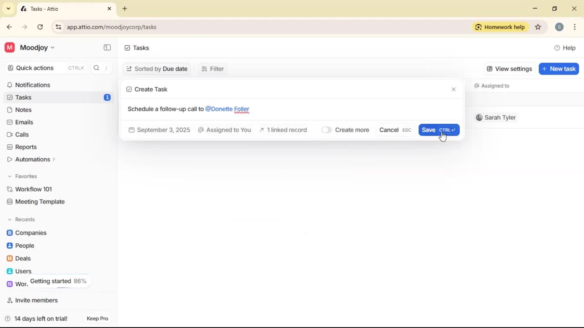 Creating a task screenshot