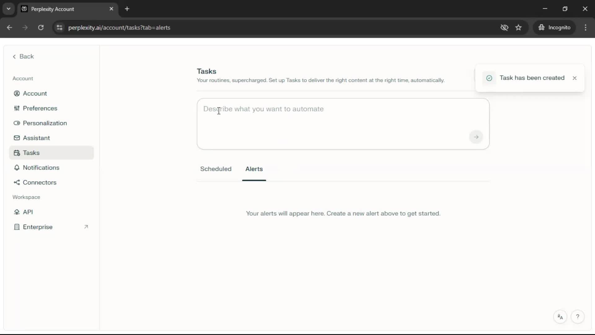 Creating a task screenshot