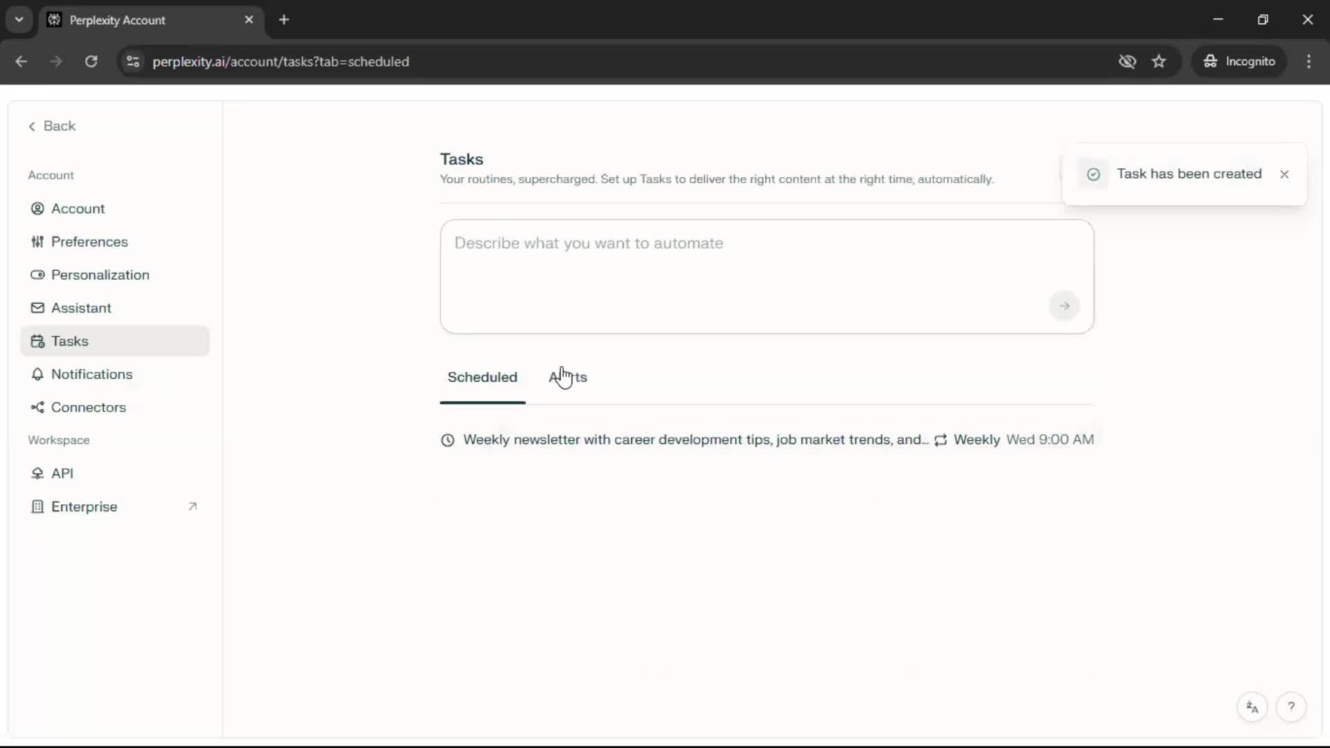Creating a task screenshot
