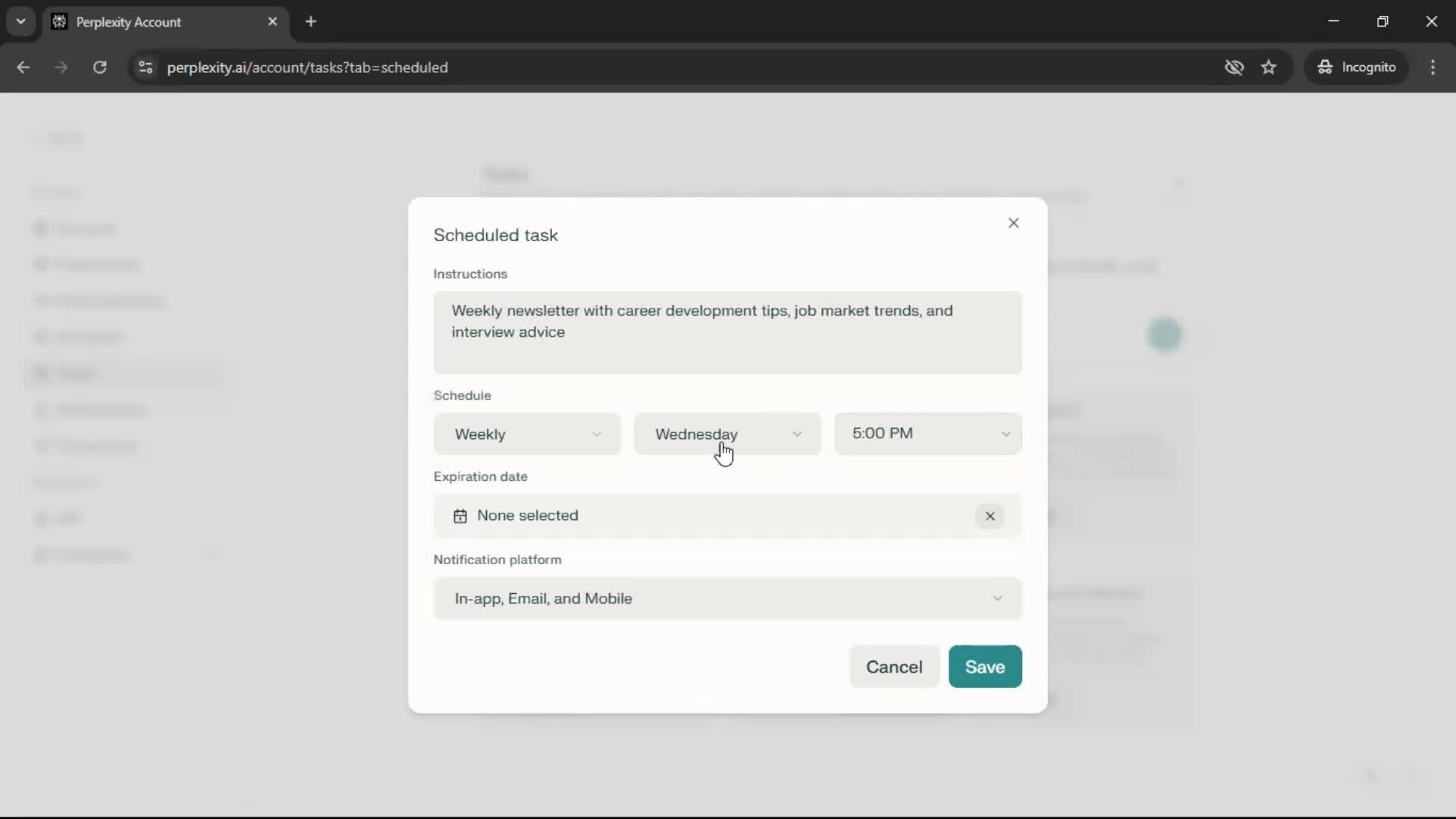 Creating a task screenshot