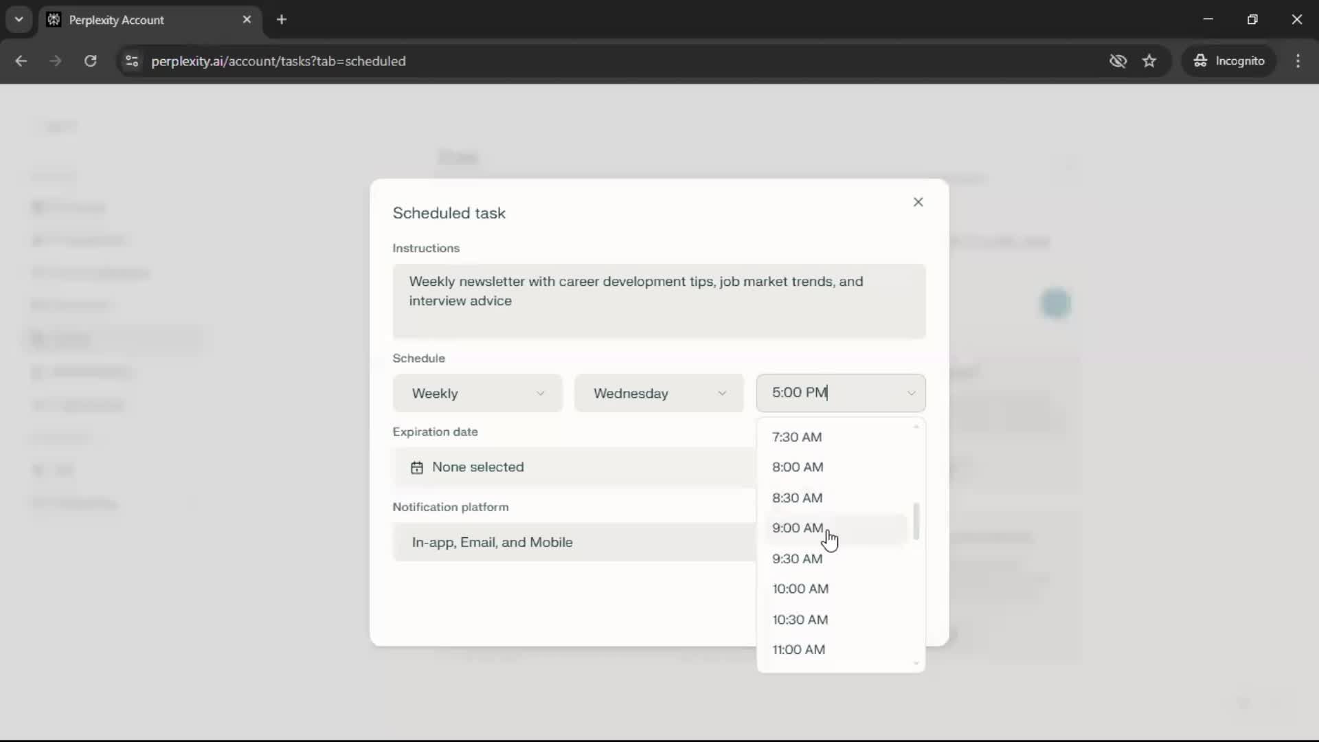 Creating a task screenshot