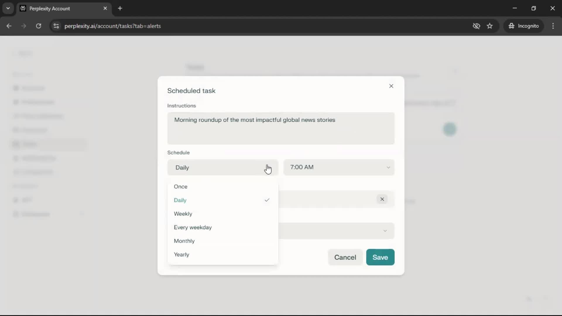Creating a task screenshot