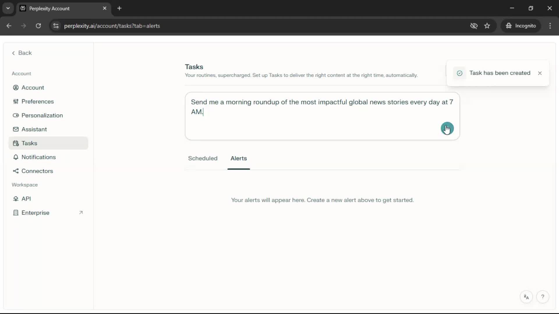 Creating a task screenshot
