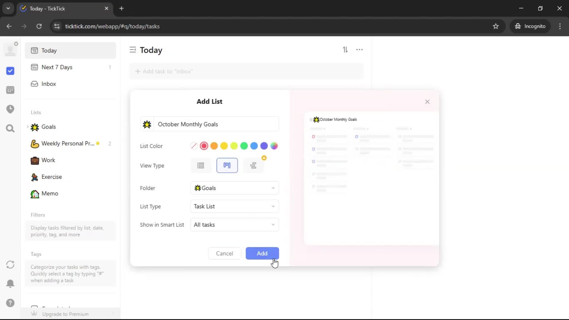 Creating a task screenshot