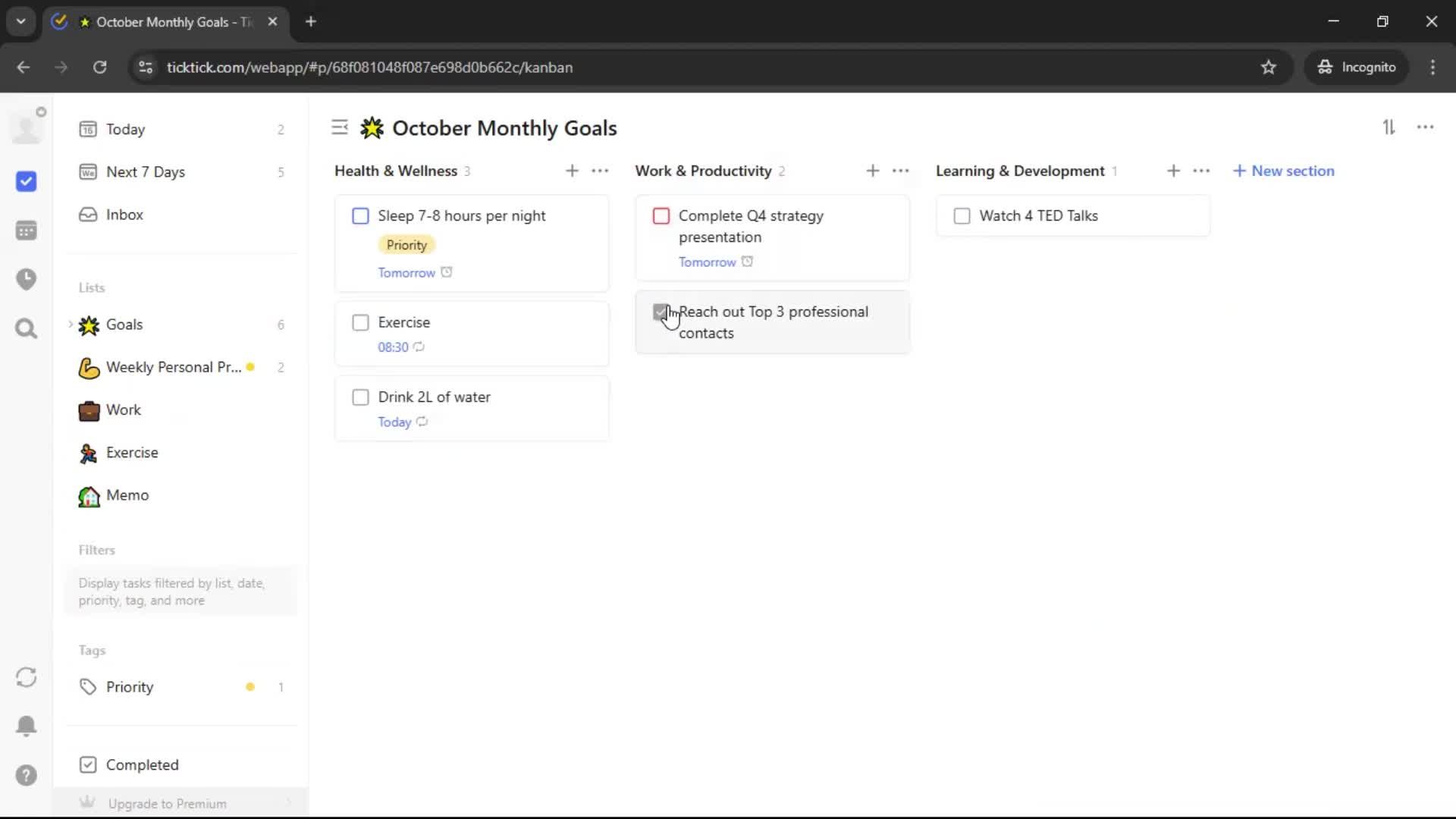 Creating a task screenshot