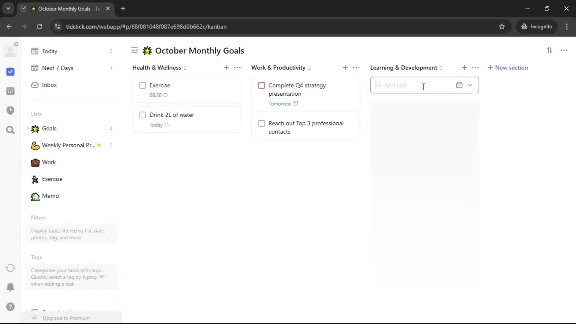 Creating a task screenshot