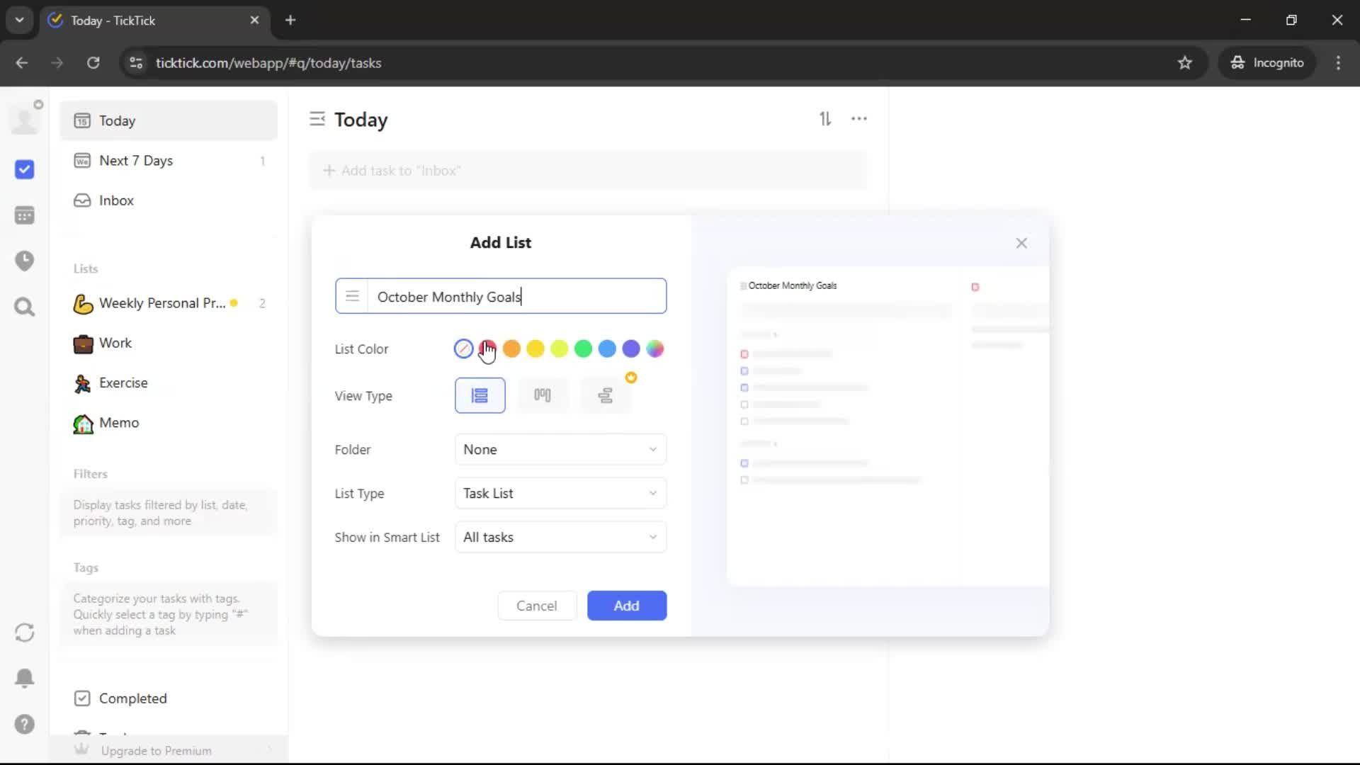 Creating a task screenshot