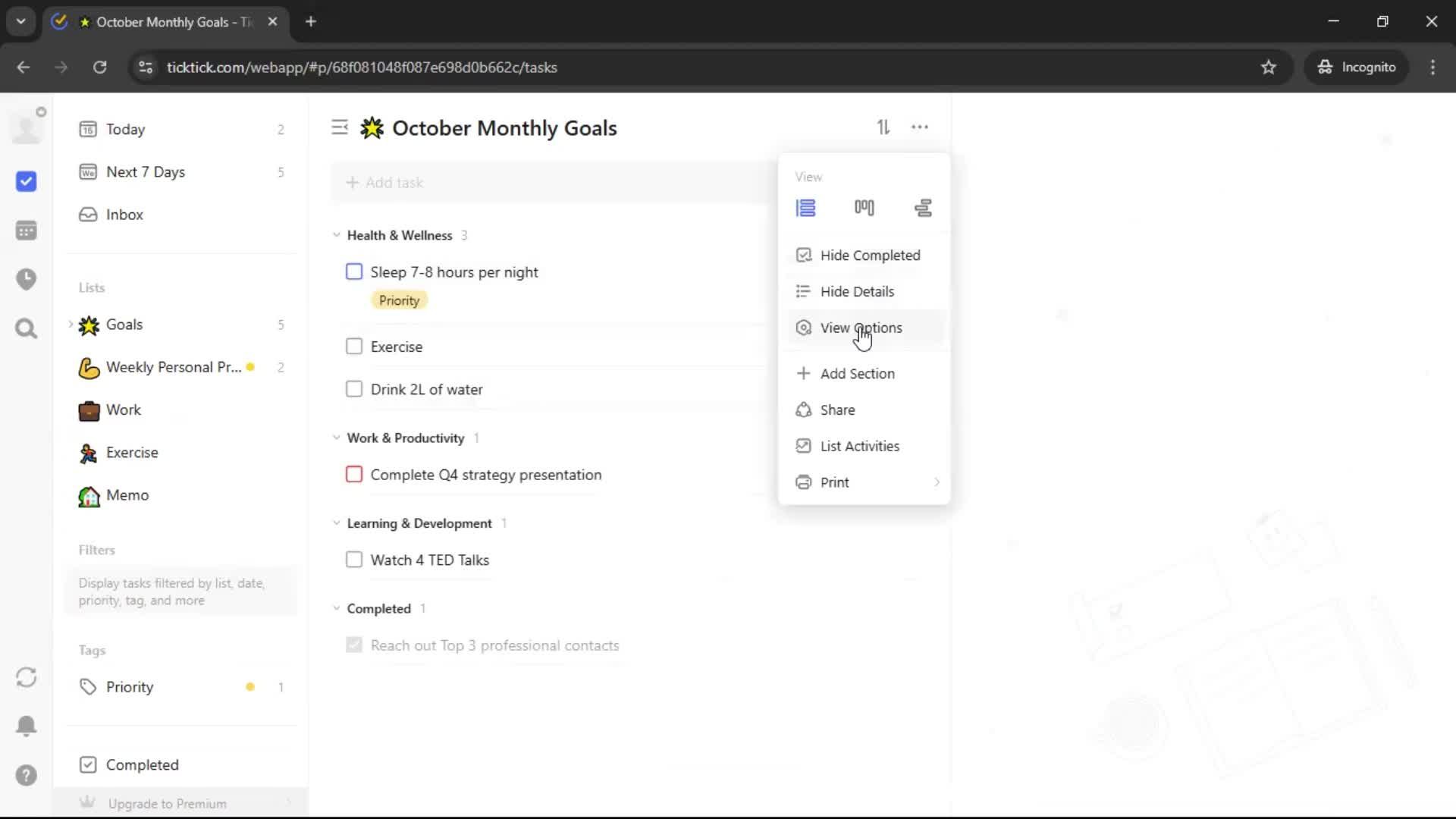 Creating a task screenshot