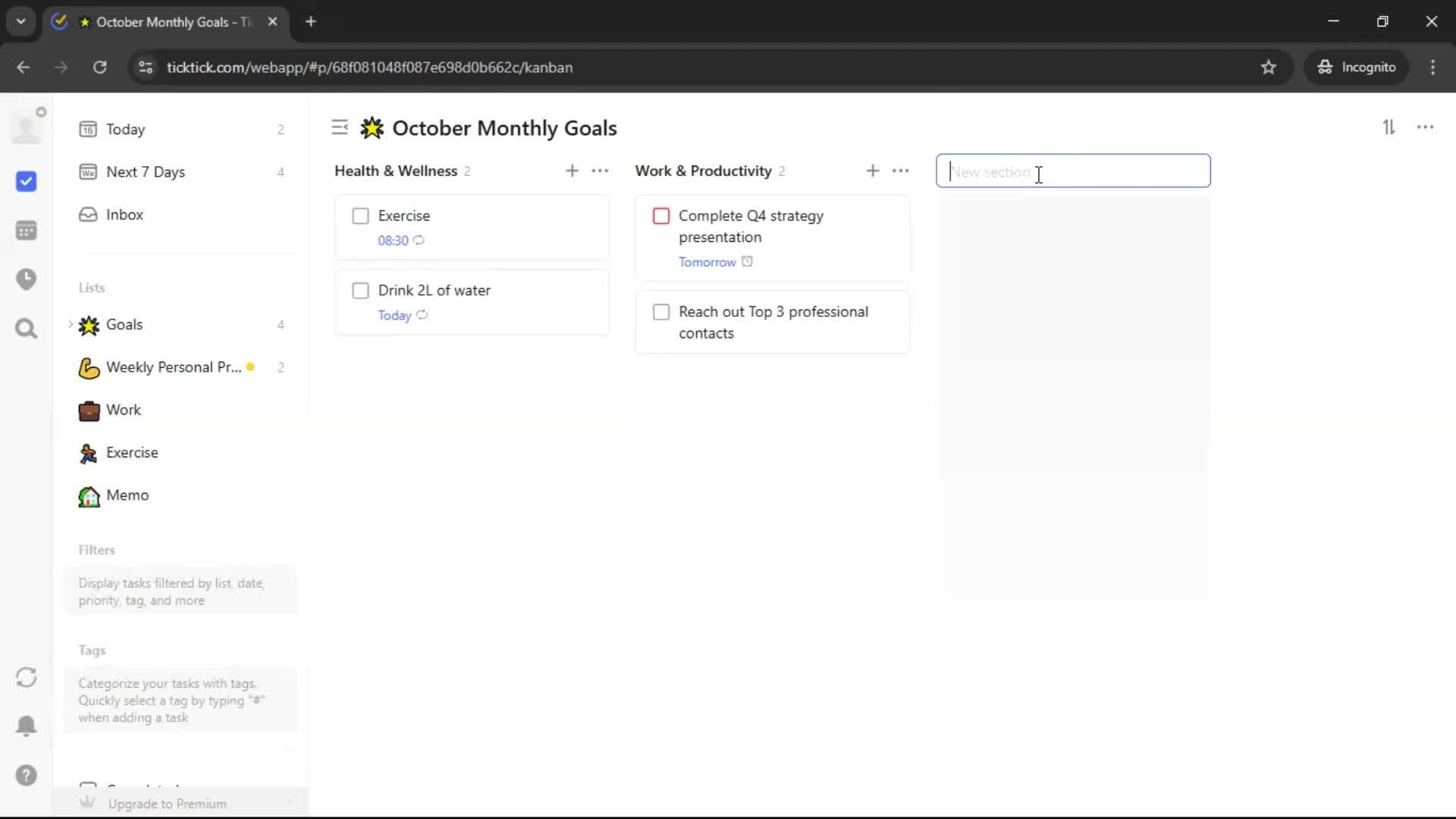 Creating a task screenshot