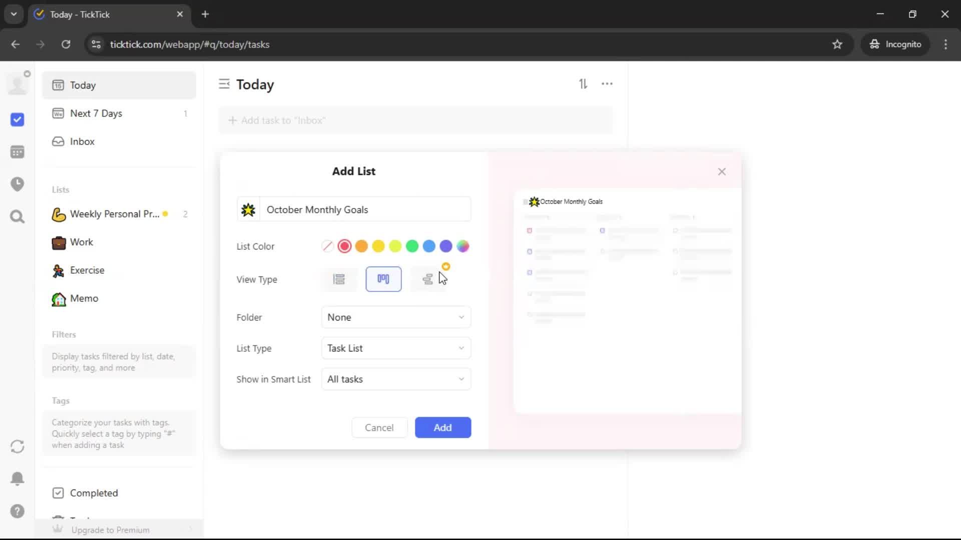 Creating a task screenshot