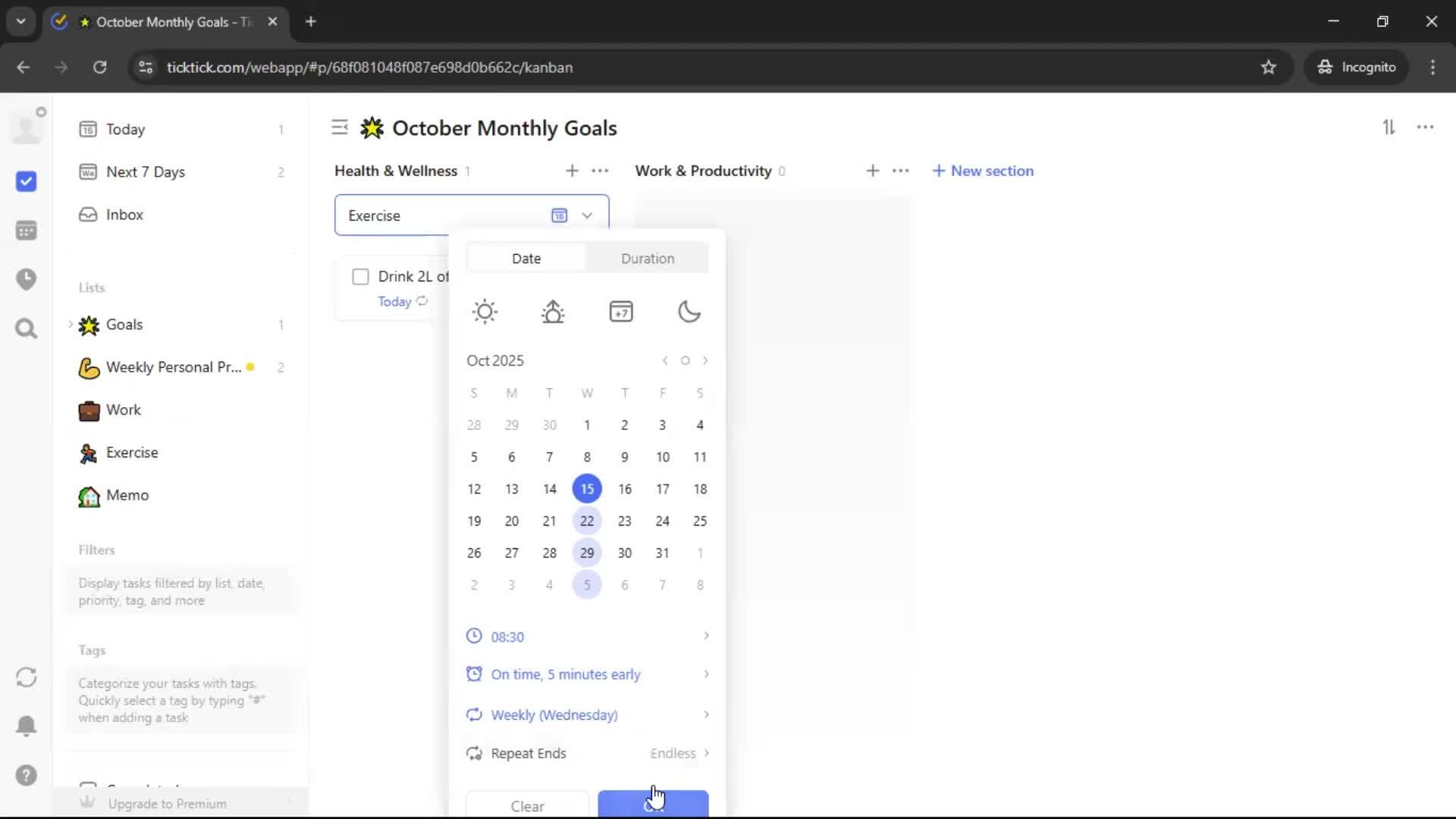 Creating a task screenshot