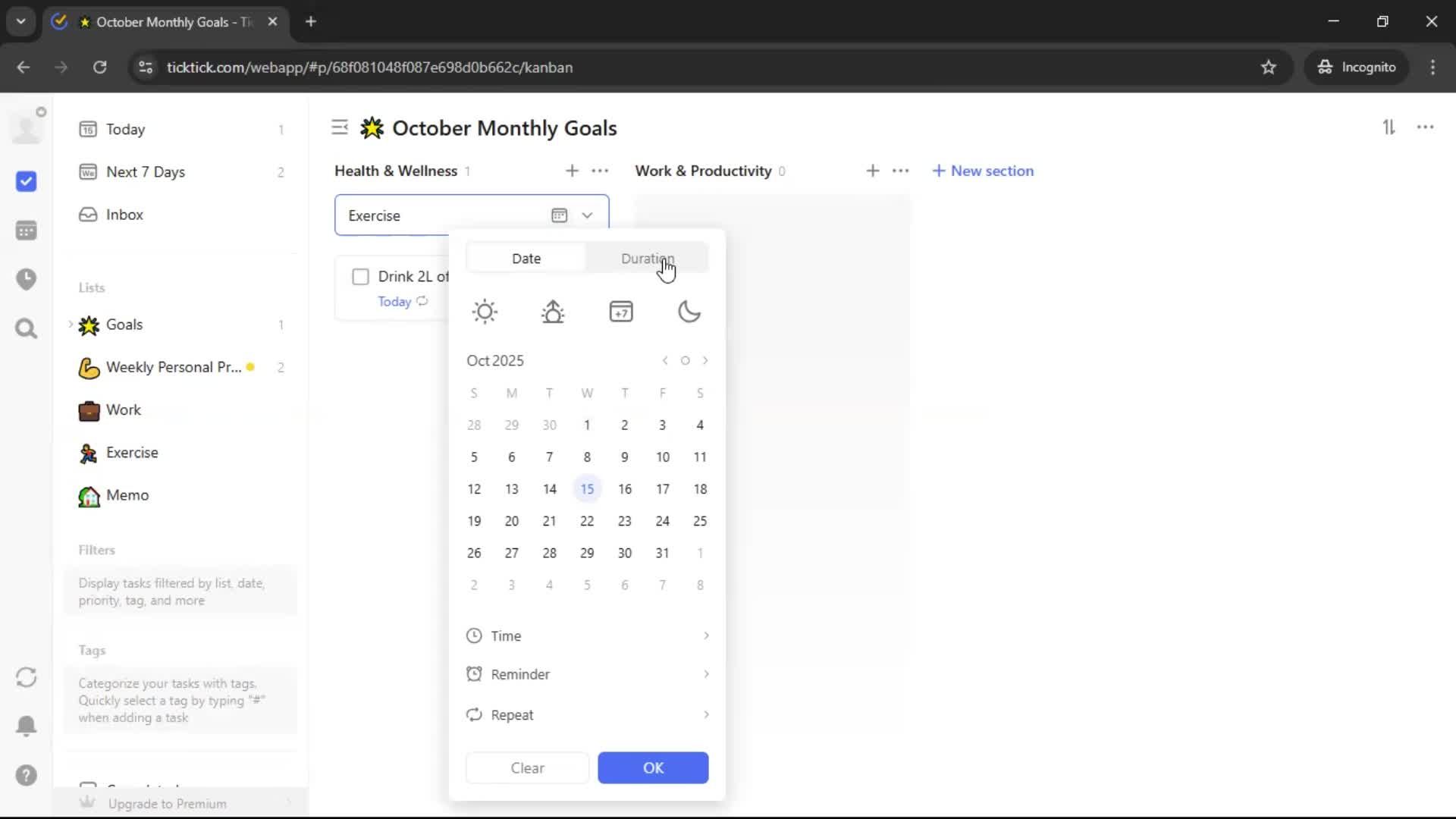 Creating a task screenshot