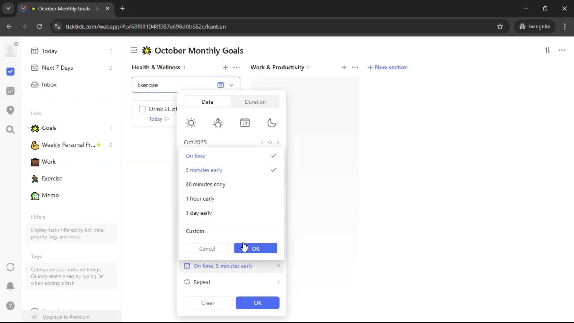Creating a task screenshot