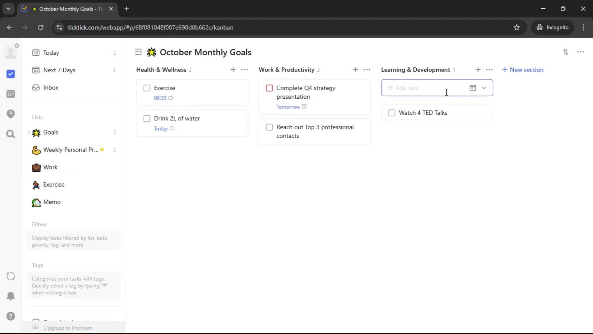 Creating a task screenshot