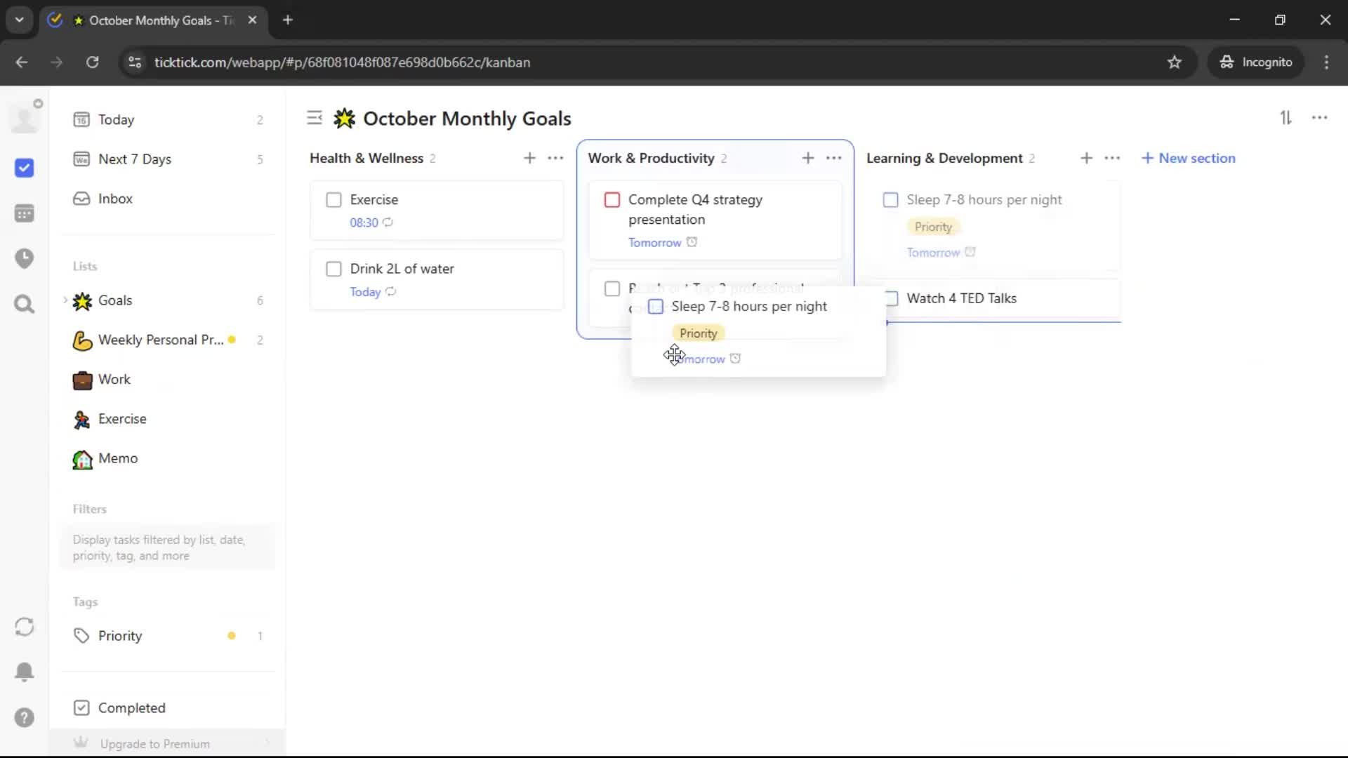 Creating a task screenshot