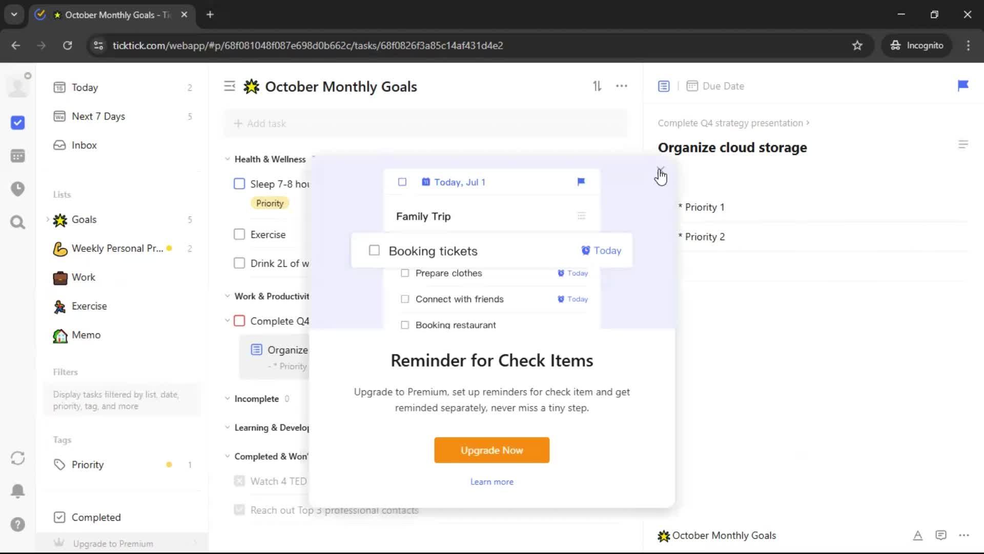 Creating a task screenshot