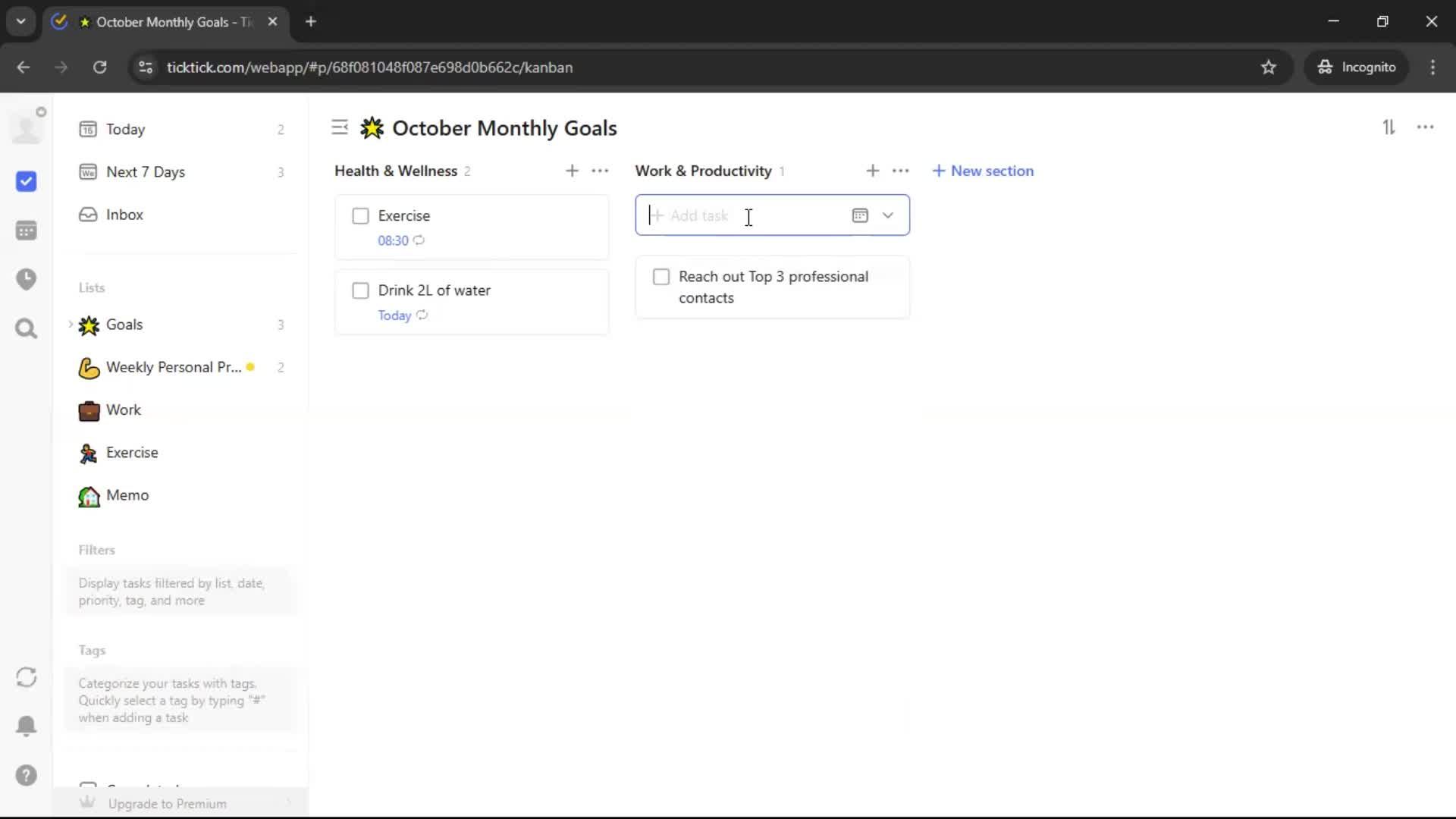 Creating a task screenshot