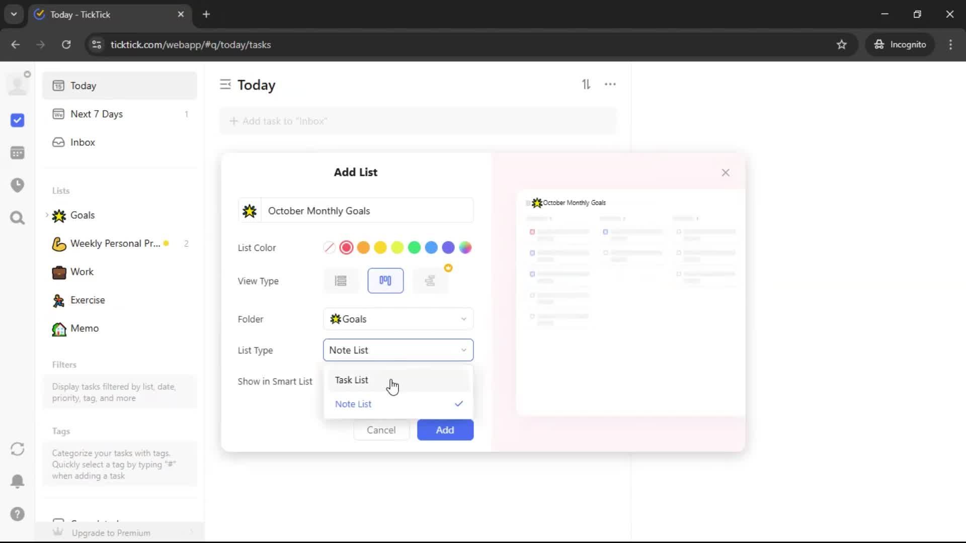 Creating a task screenshot