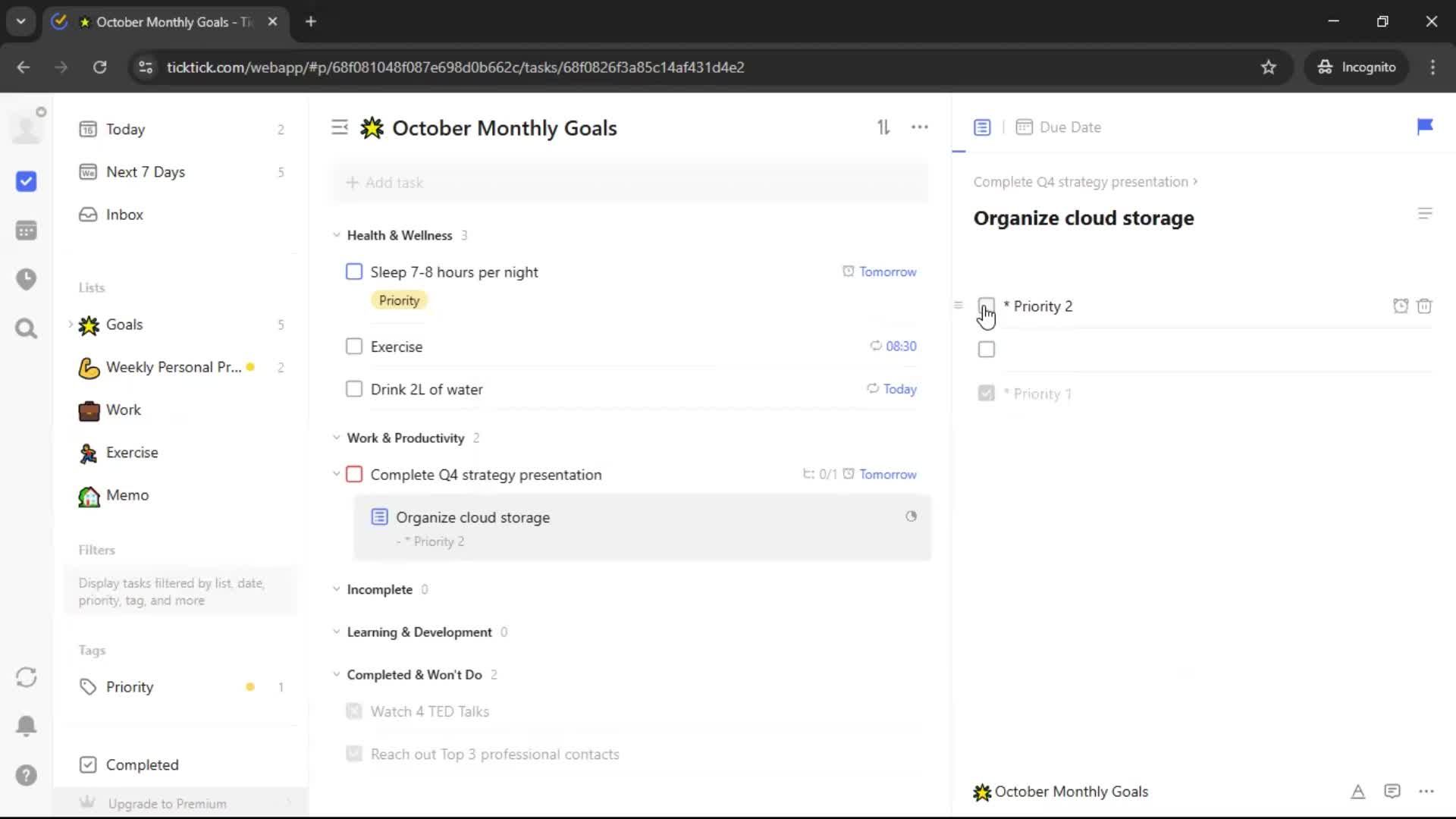 Creating a task screenshot