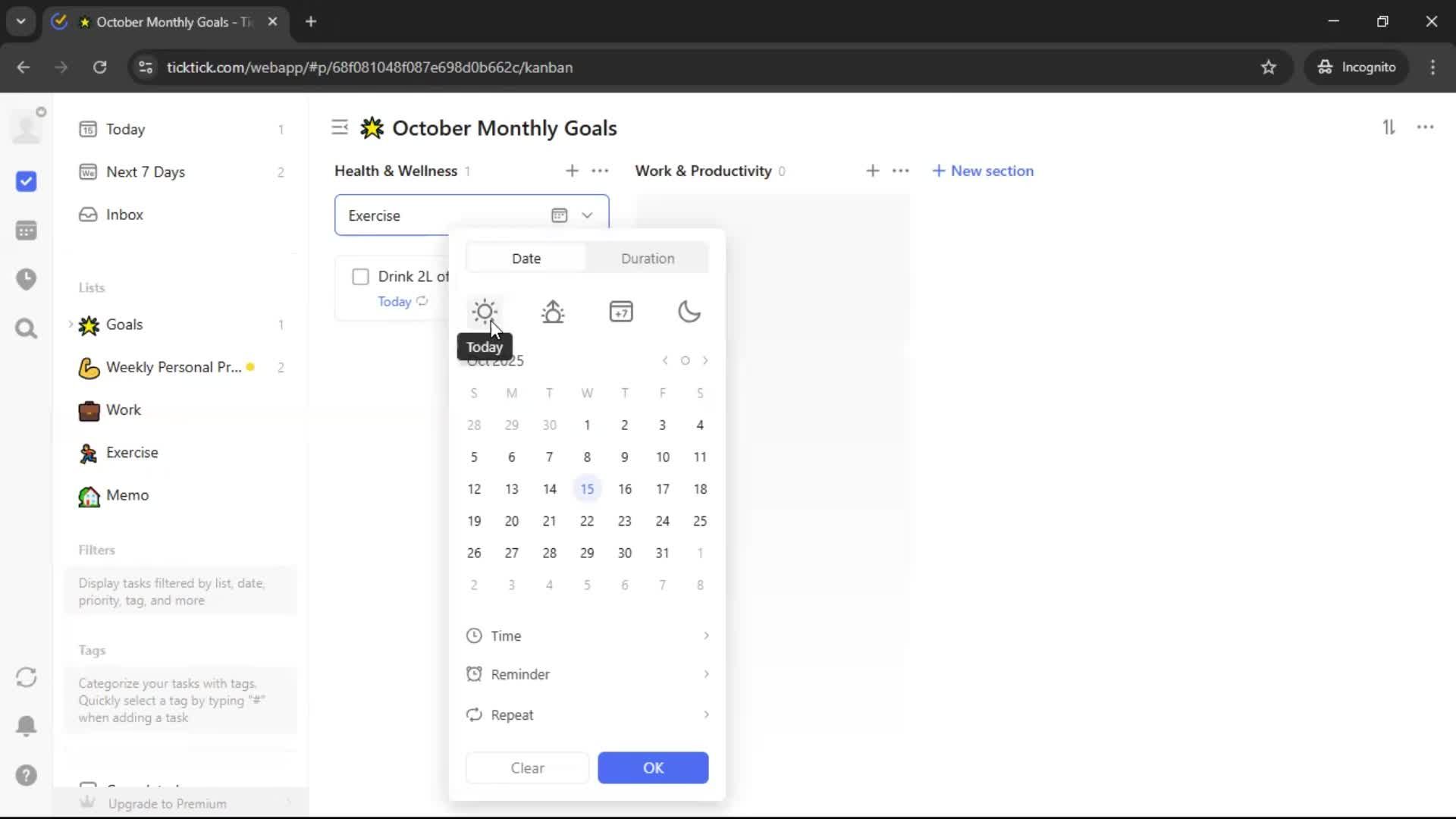 Creating a task screenshot