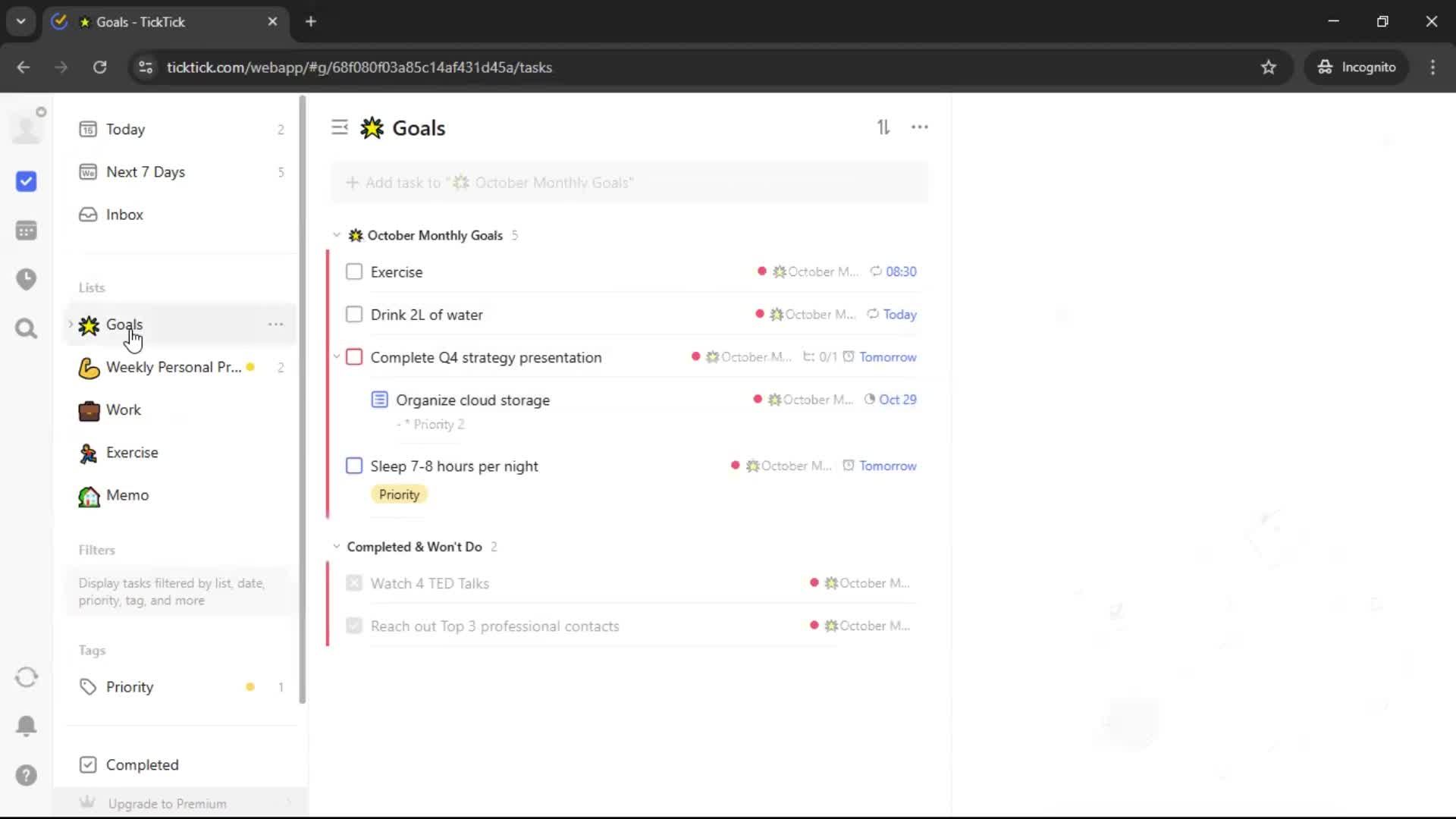 Creating a task screenshot