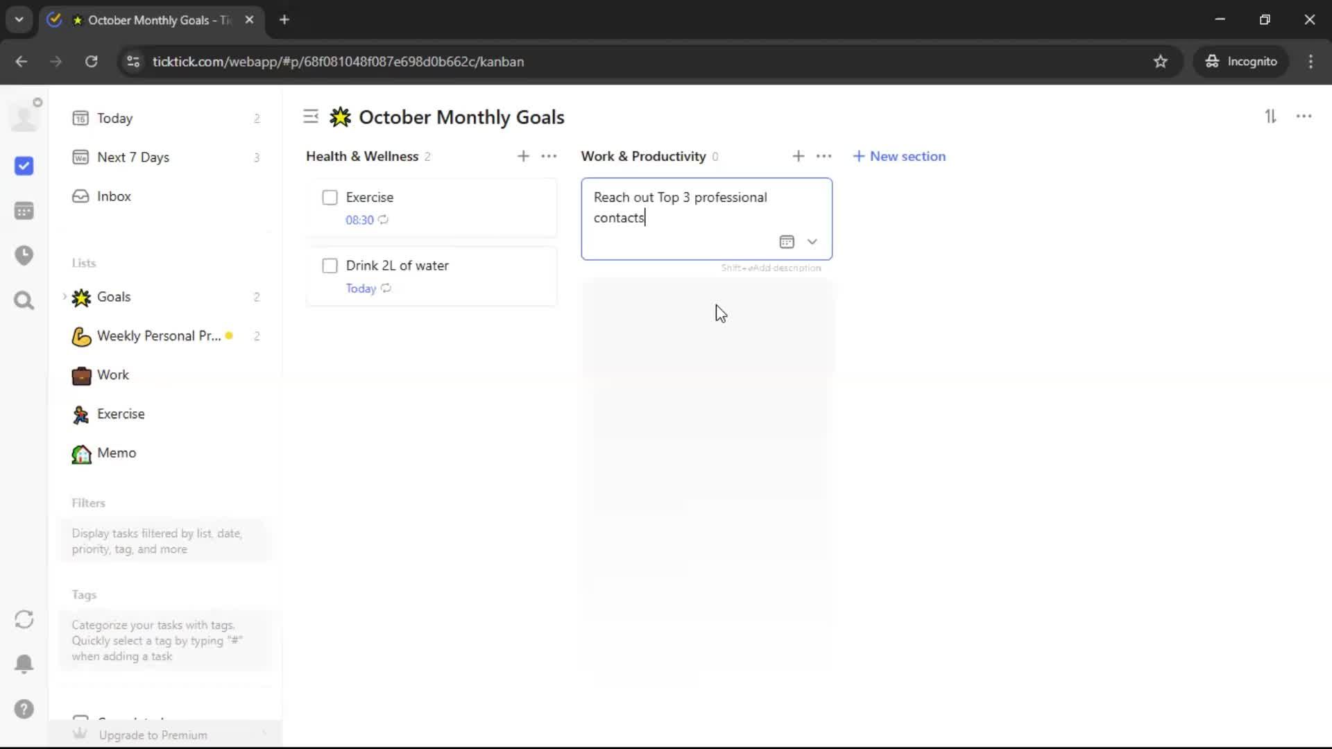 Creating a task screenshot