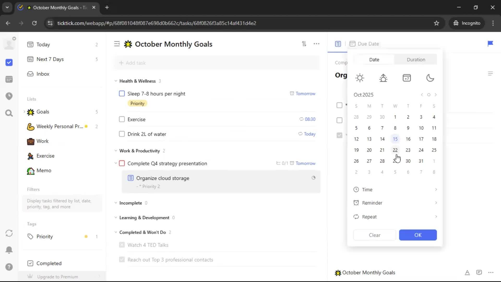 Creating a task screenshot