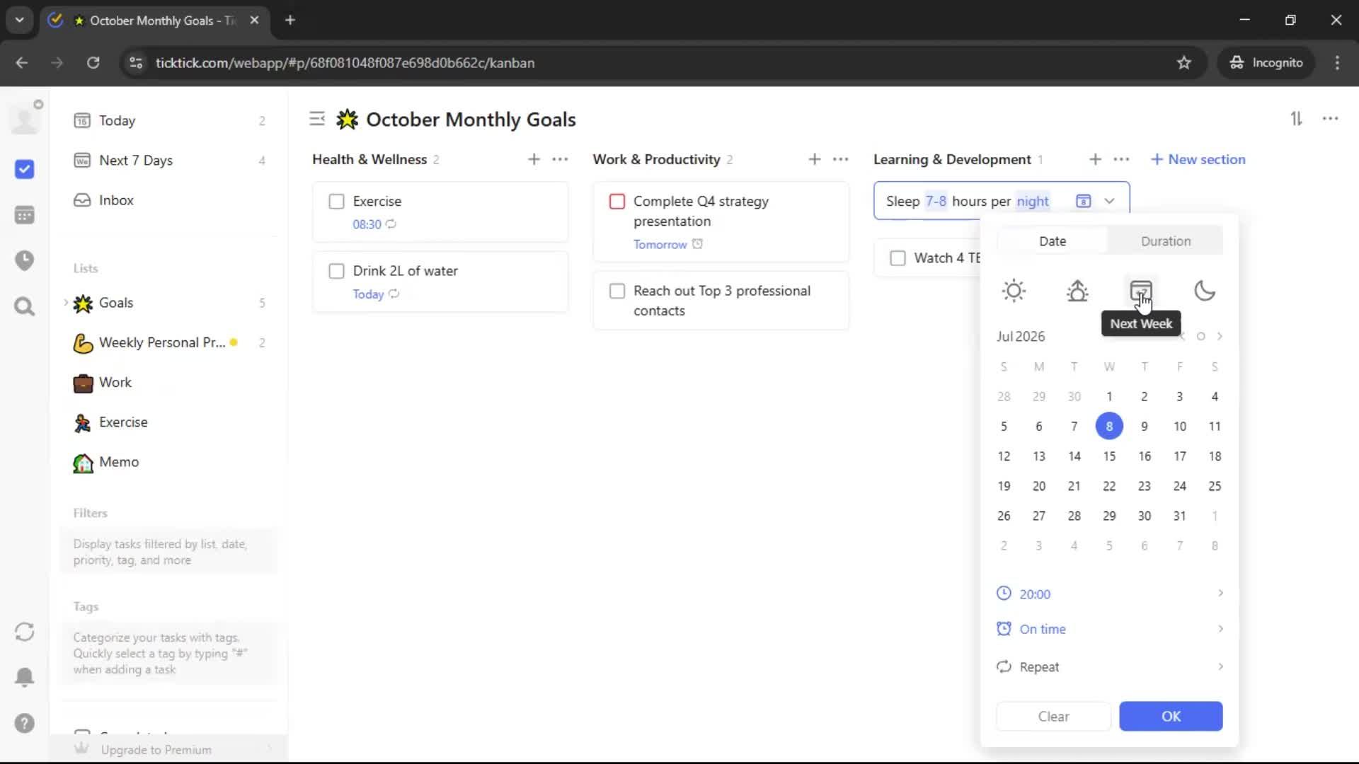Creating a task screenshot
