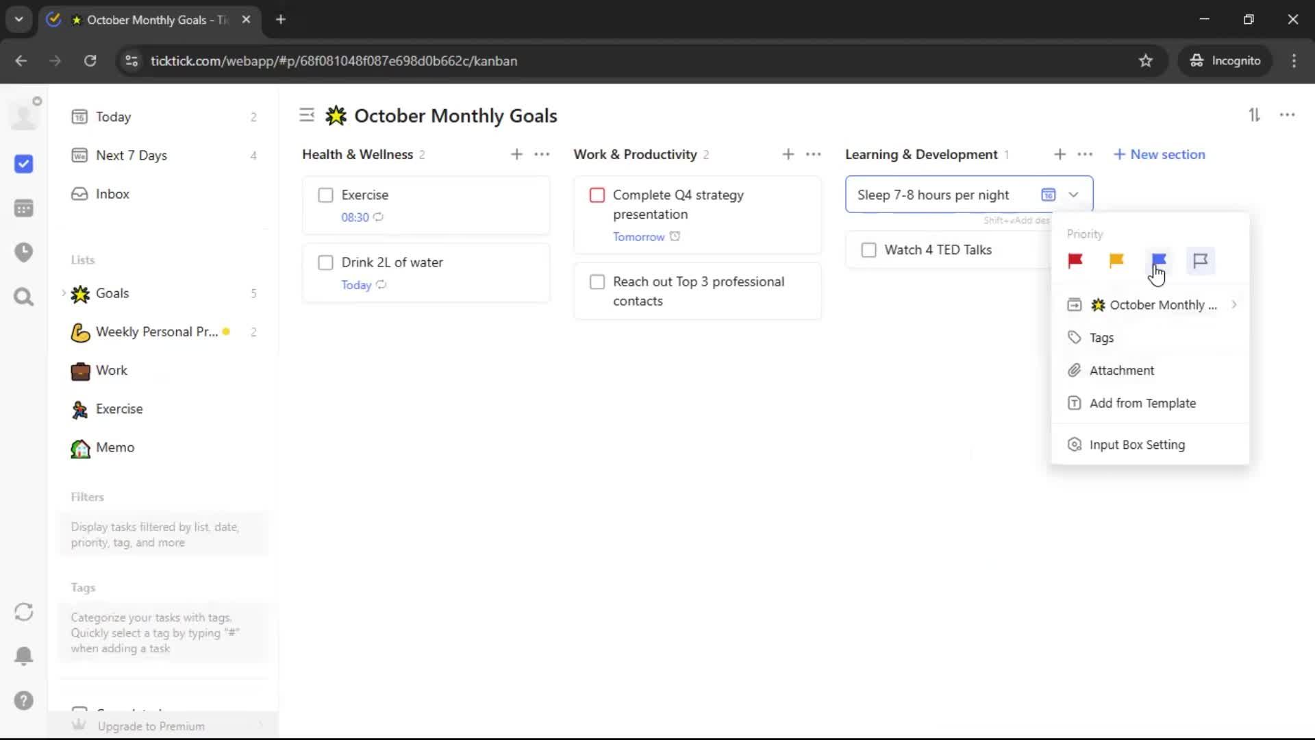 Creating a task screenshot