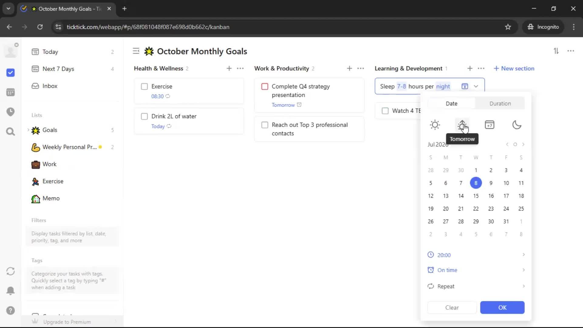 Creating a task screenshot