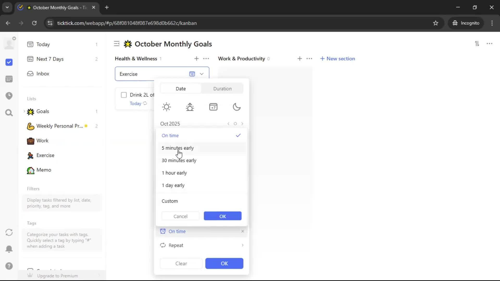 Creating a task screenshot